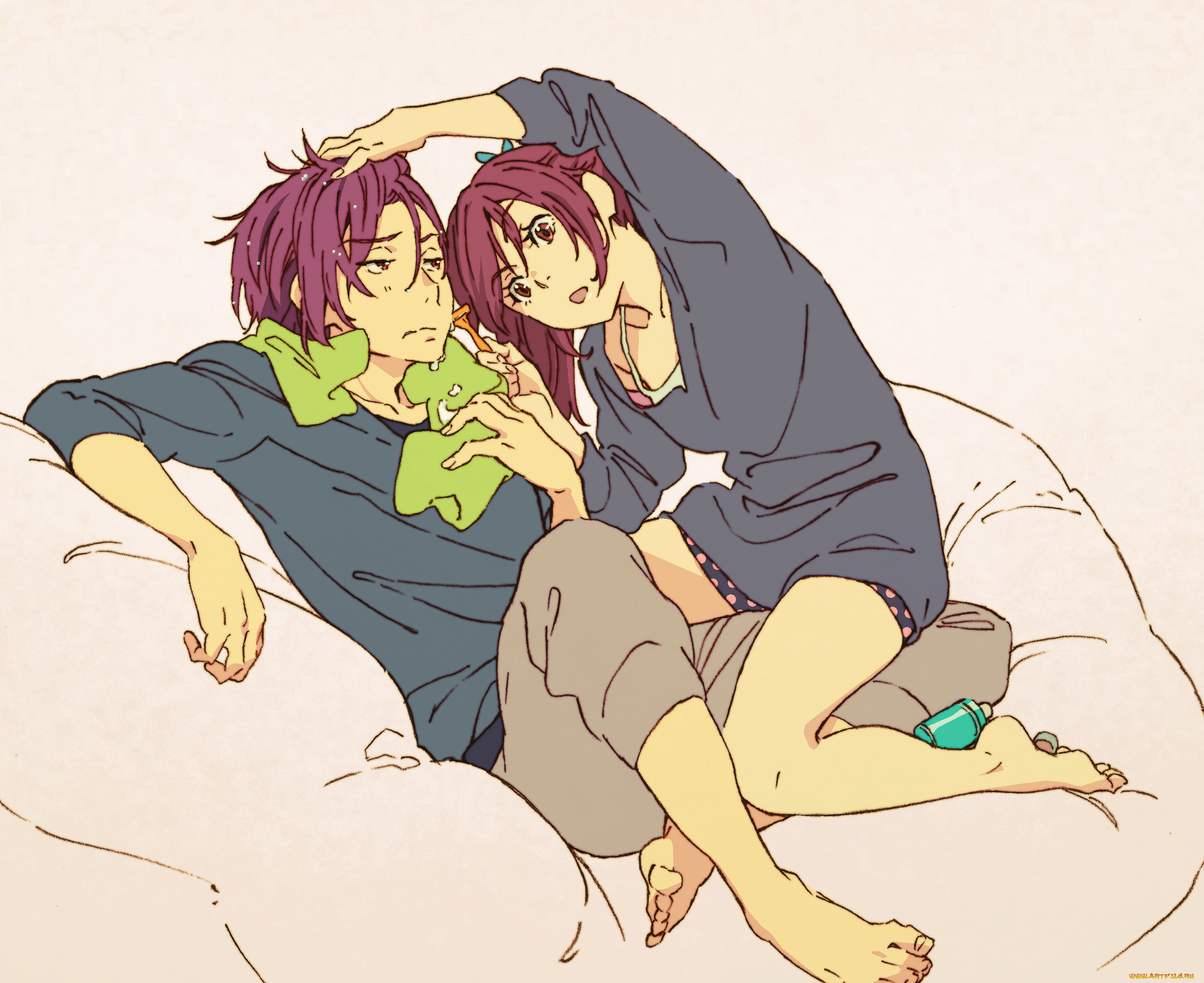 аниме, free, брат, девушка, парень, сестра