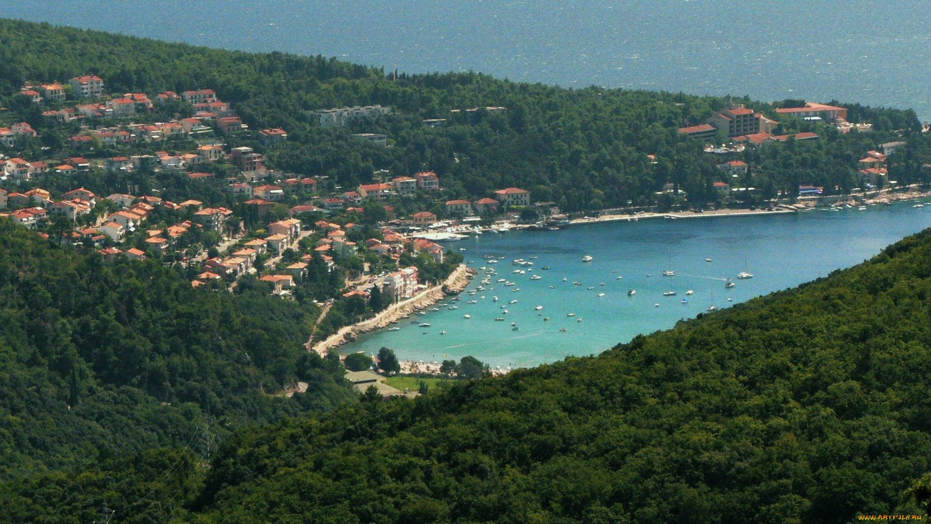 города, -, панорамы, дома, залив