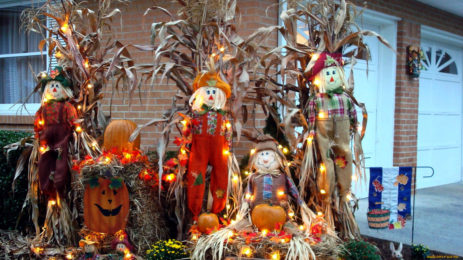 праздничные, хэллоуин, тыква, композиция