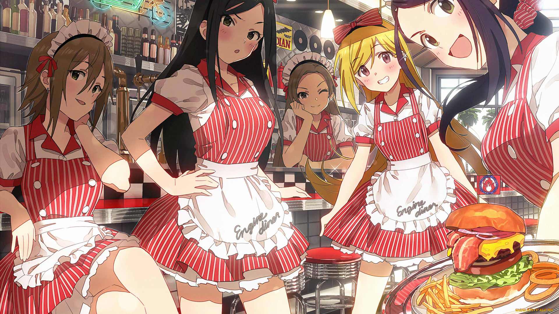 аниме, idolm@ster, фон, взгляд, девушки