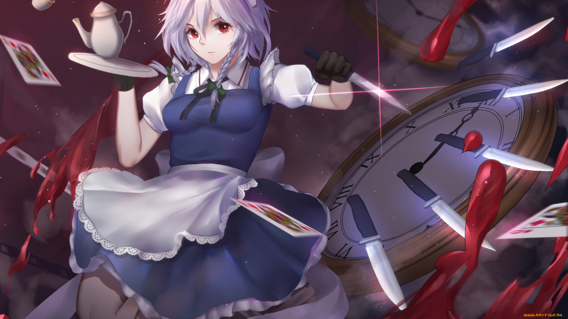 аниме, touhou, фон, взгляд, девушка