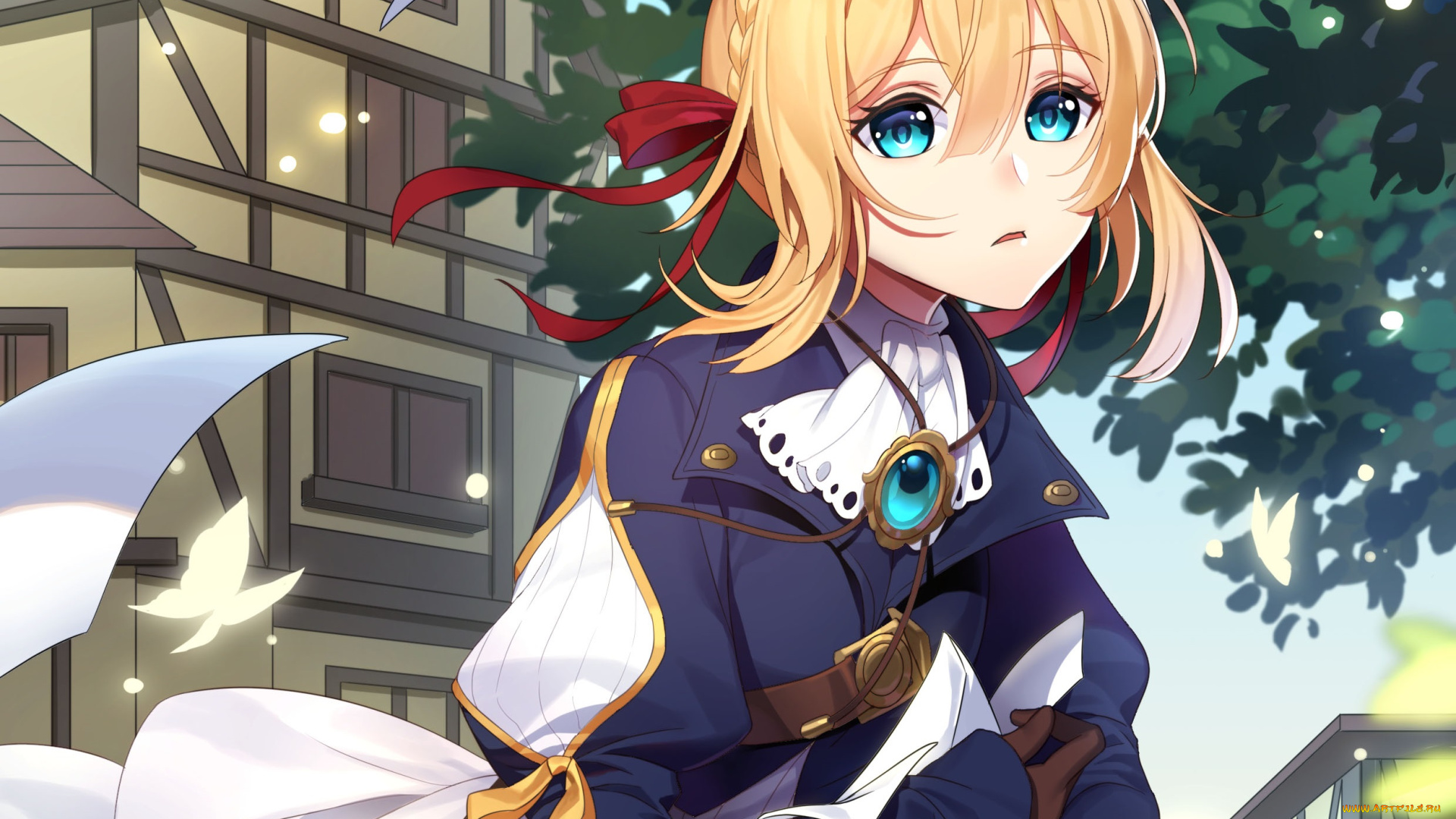 аниме, violet, evergarden, фон, девушка, взгляд