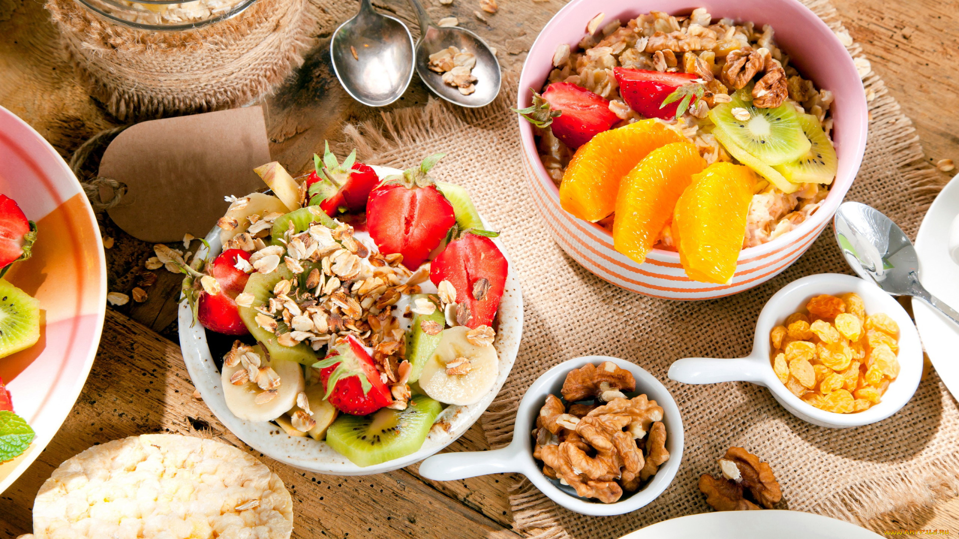 еда, мюсли, , хлопья, орехи, апельсин, клубника