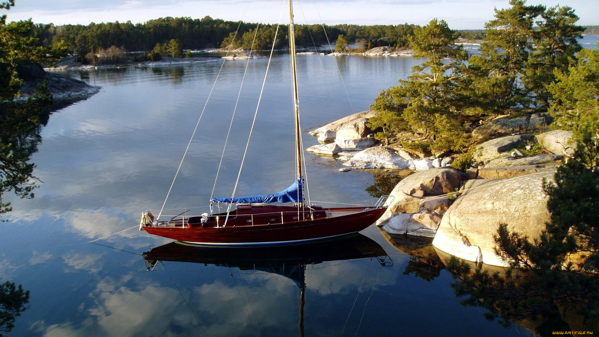 корабли, Яхты, озеро, отражение, яхта