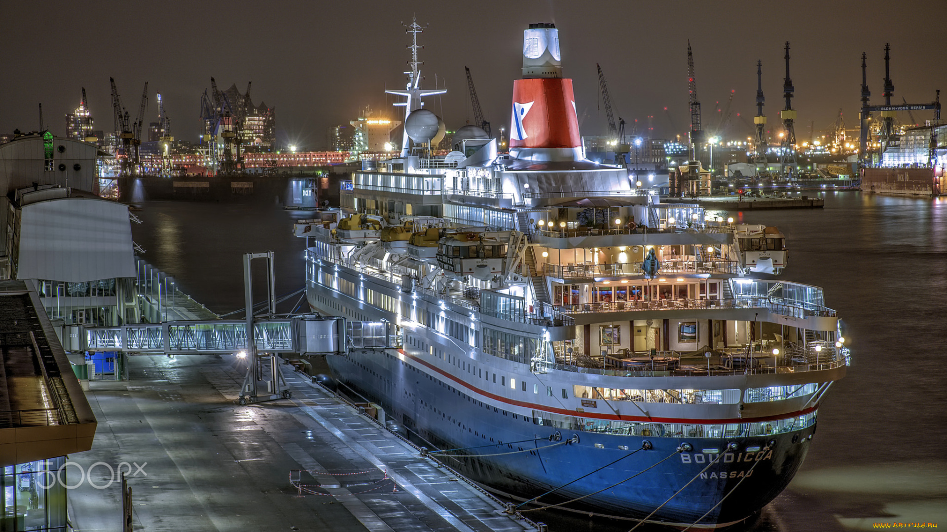 mv, boudicca, корабли, лайнеры, корабль, вечер, круизное, судно, mv, boudicca, порт