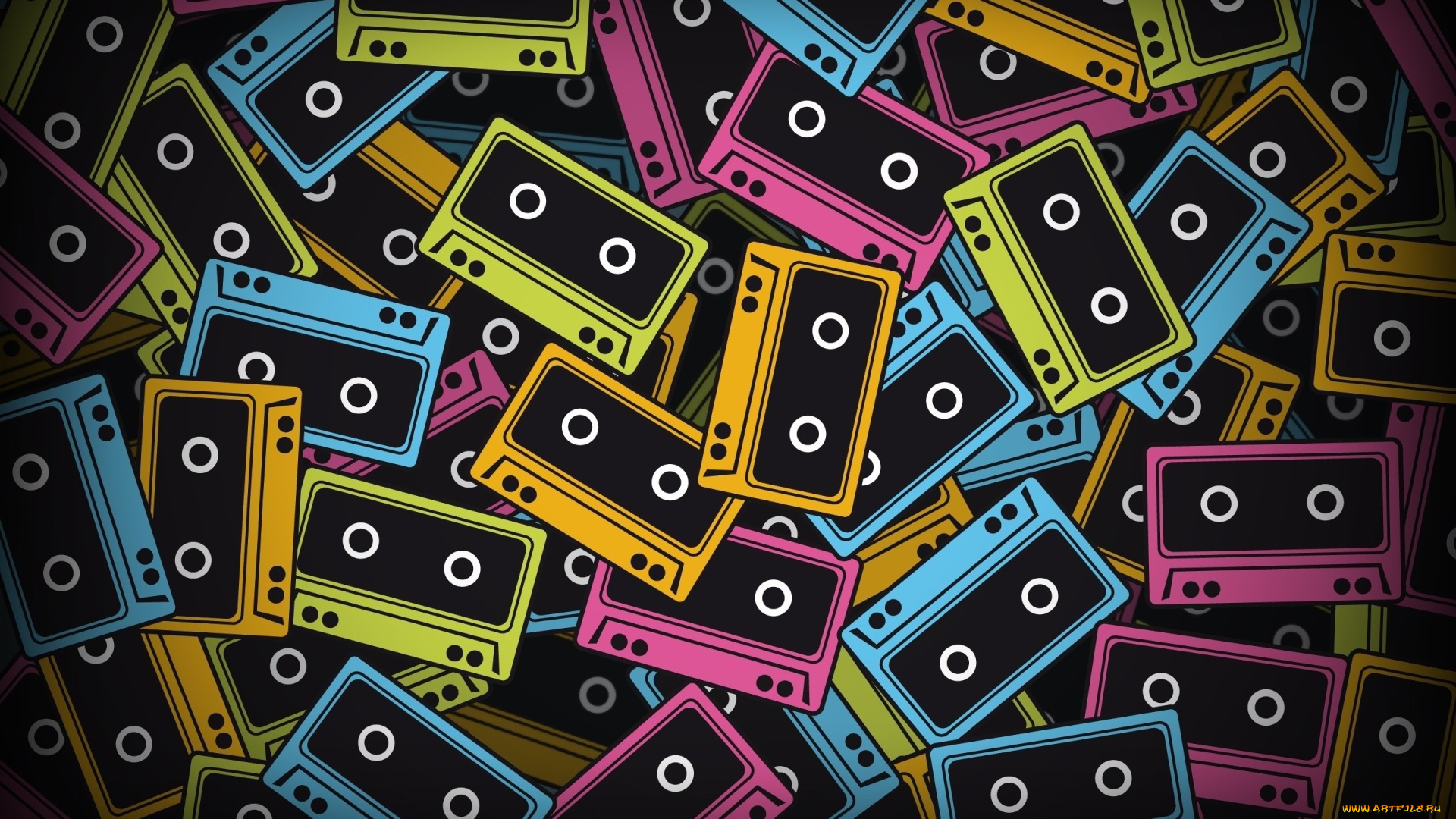 векторная, графика, техника, , equipment, россыпь, кассеты, цвета