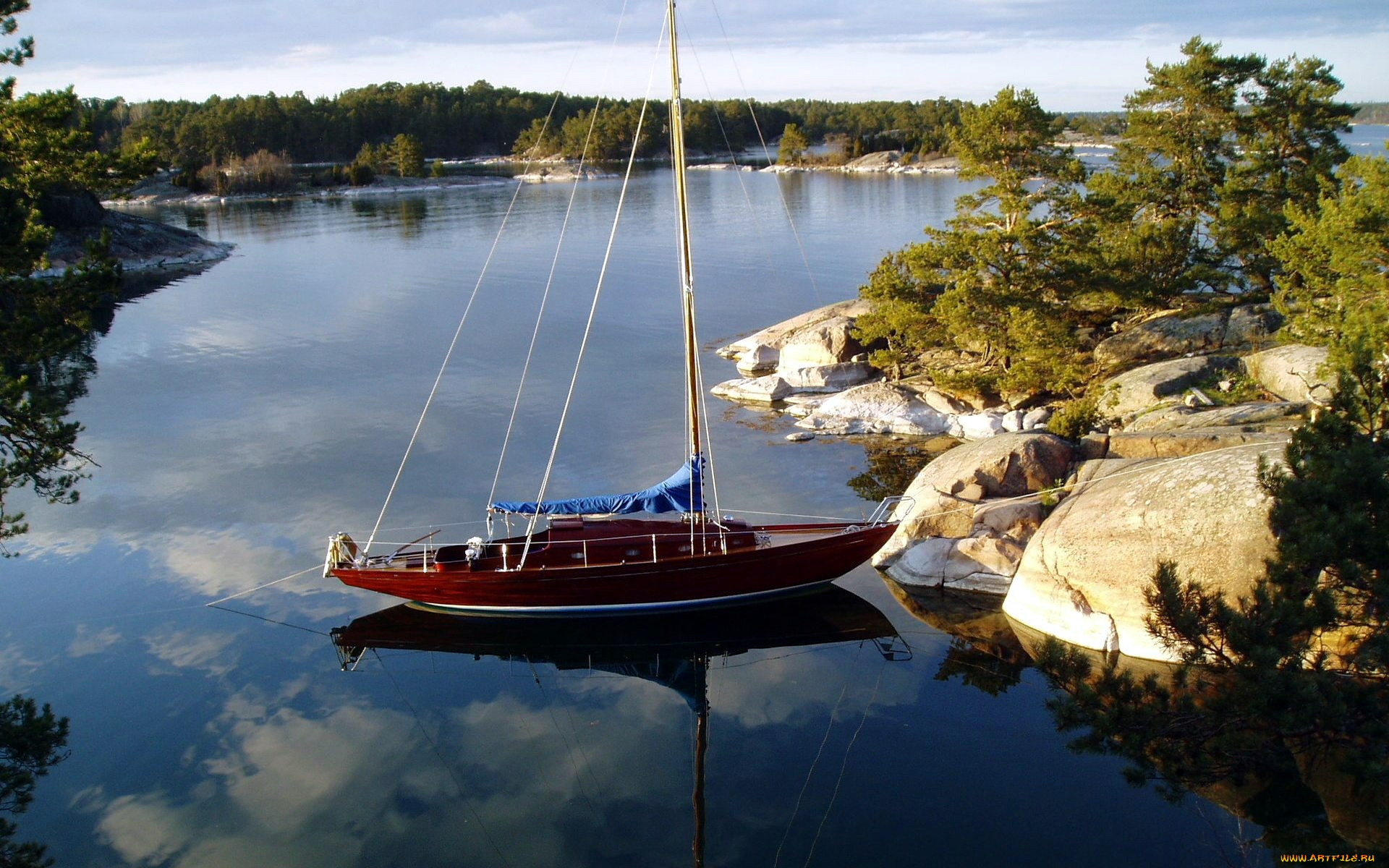 корабли, Яхты, озеро, отражение, яхта