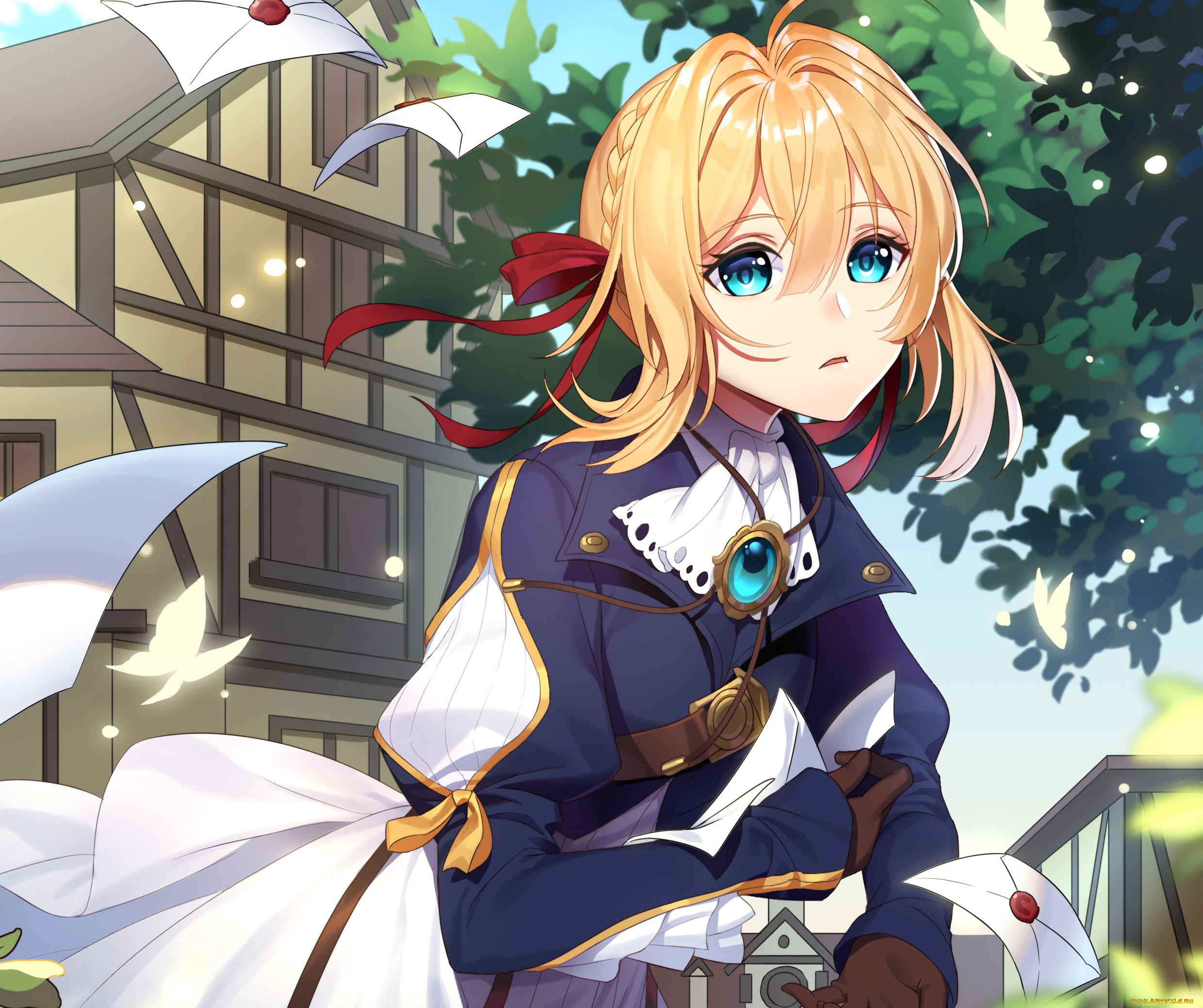 аниме, violet, evergarden, фон, девушка, взгляд