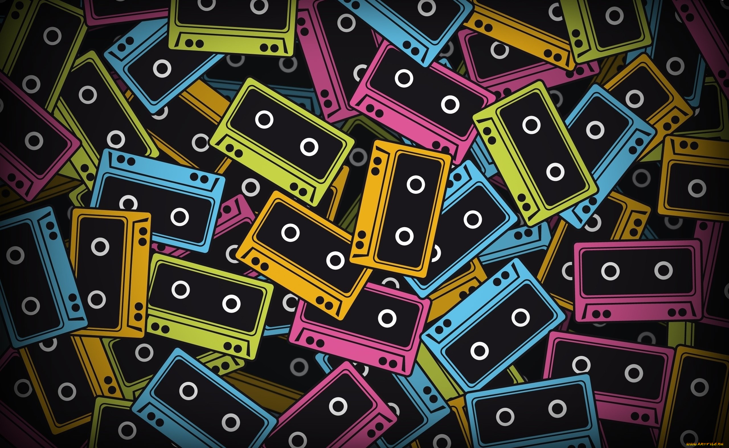 векторная, графика, техника, , equipment, россыпь, кассеты, цвета