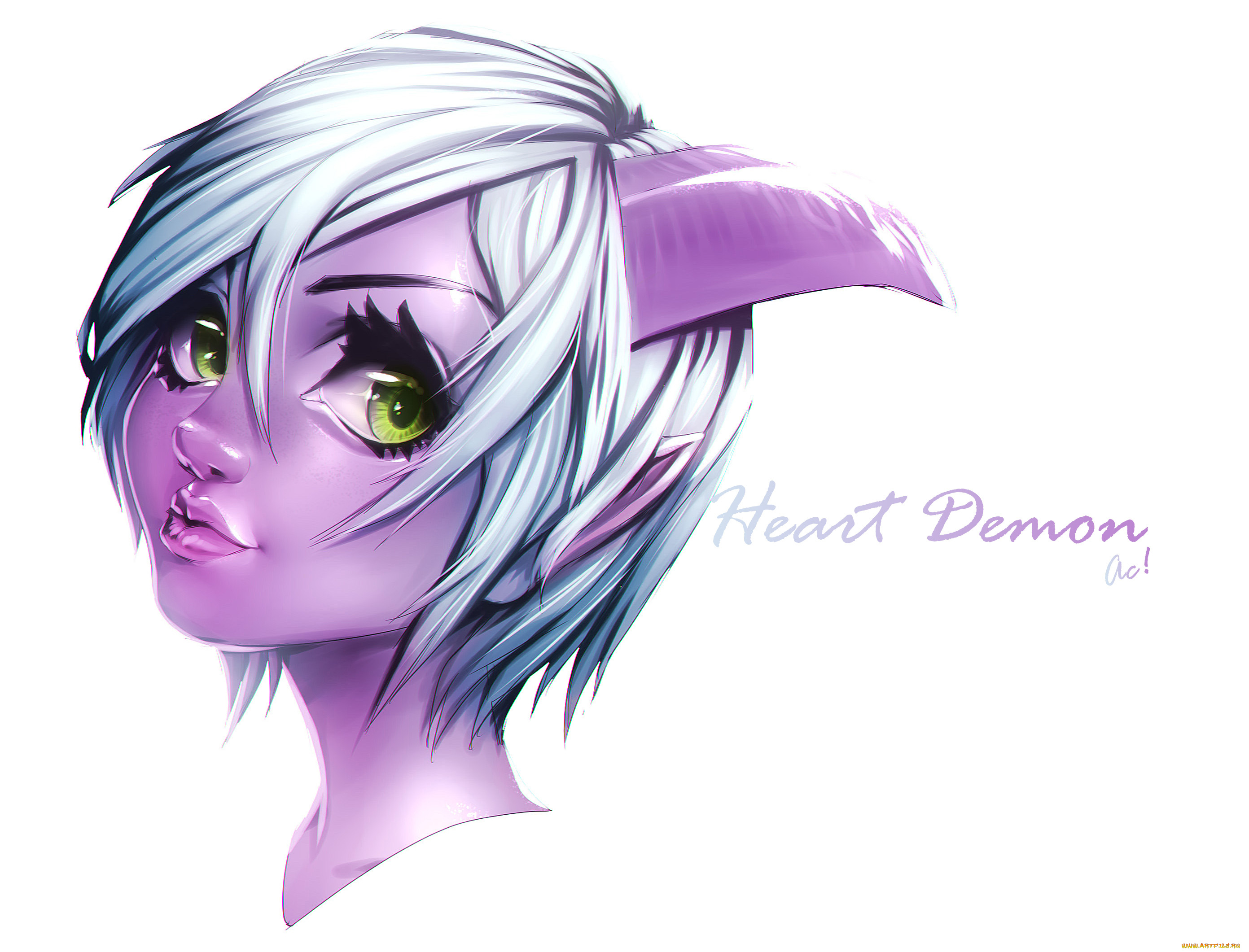 аниме, ангелы, , демоны, взгляд, девушка, фон, рога