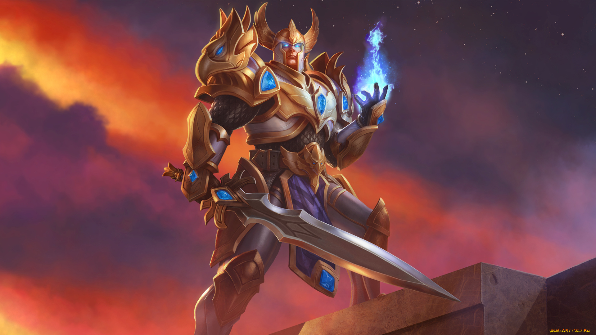 видео, игры, juggernaut, wars, магия, меч, фон, латы, шлем, взгляд, мужчина