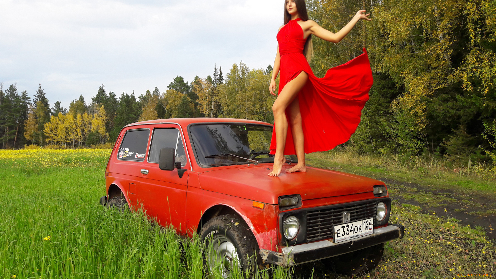 автомобили, -авто, с, девушками, lada, 4x4, нива, красавица, лето
