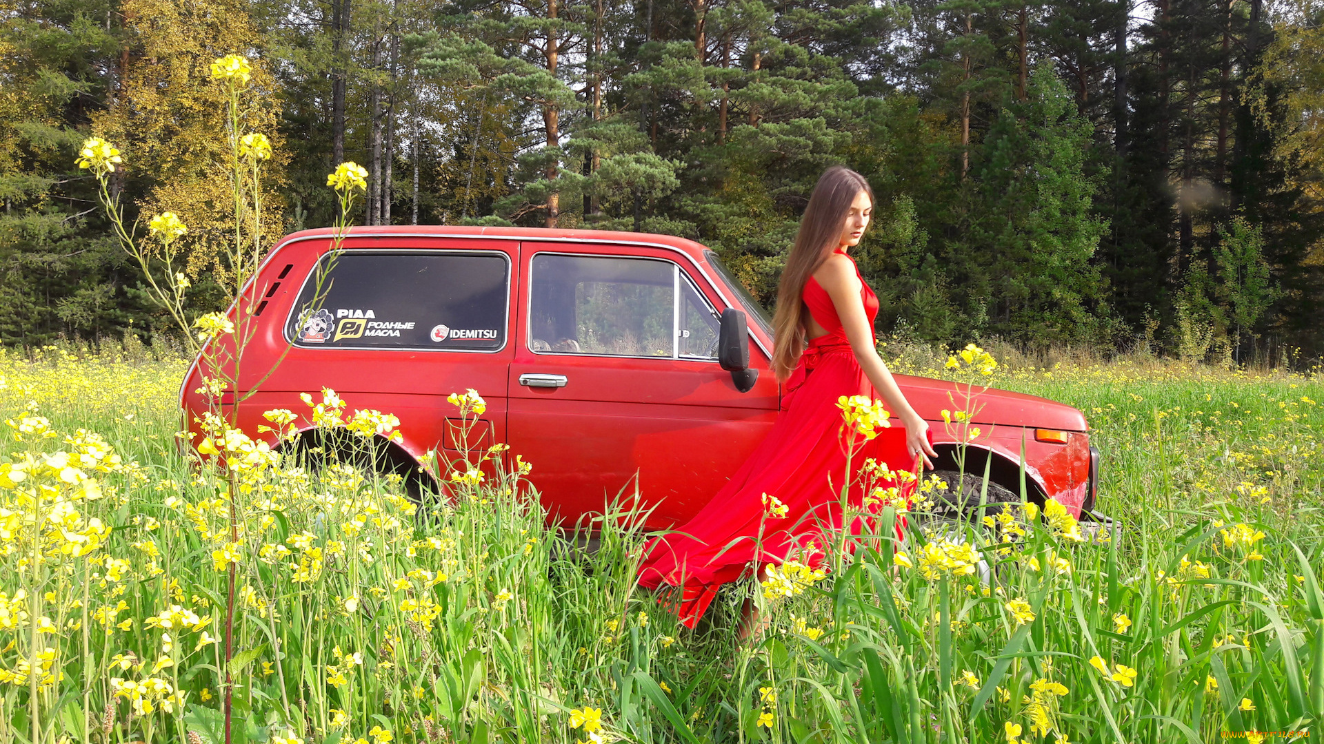 автомобили, -авто, с, девушками, lada, 4x4, нива, красавица, лето