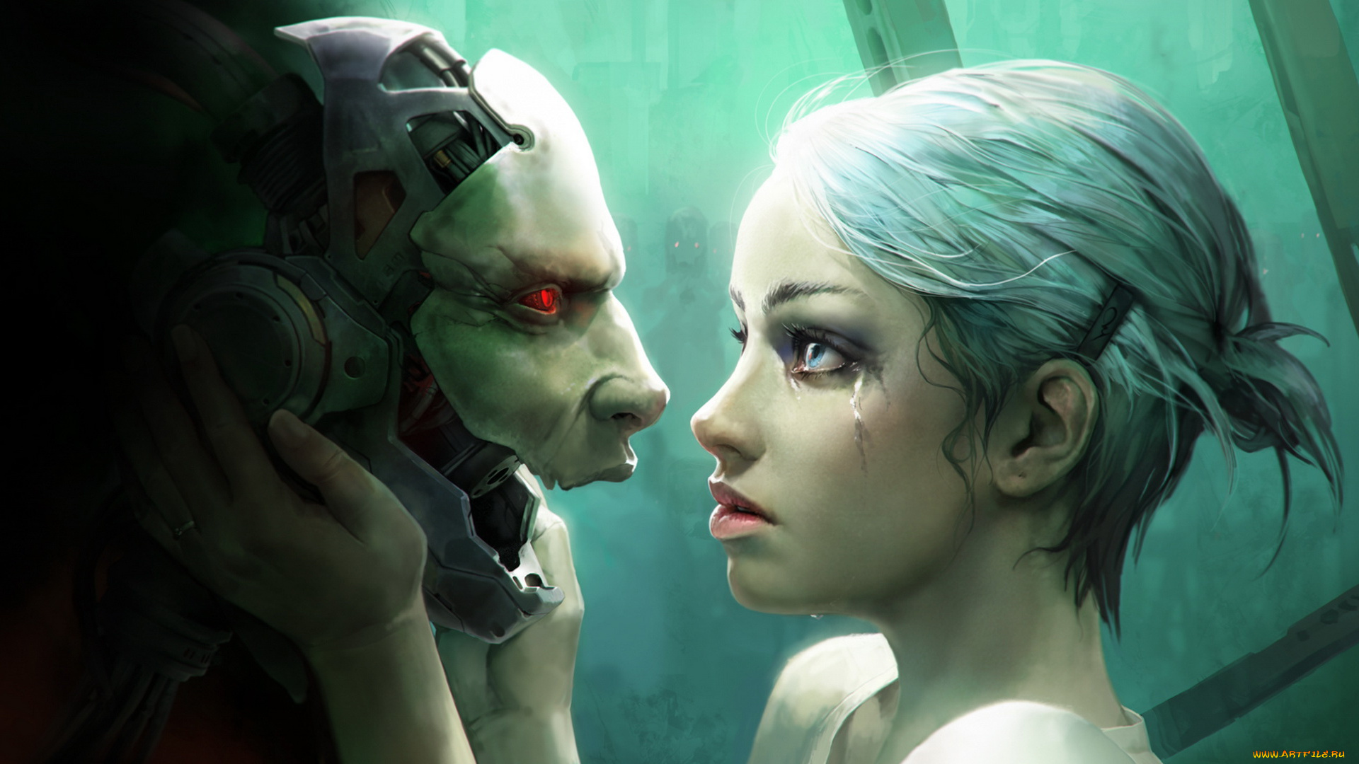 фэнтези, красавицы, и, чудовища, девушка, фон, взгляд, робот