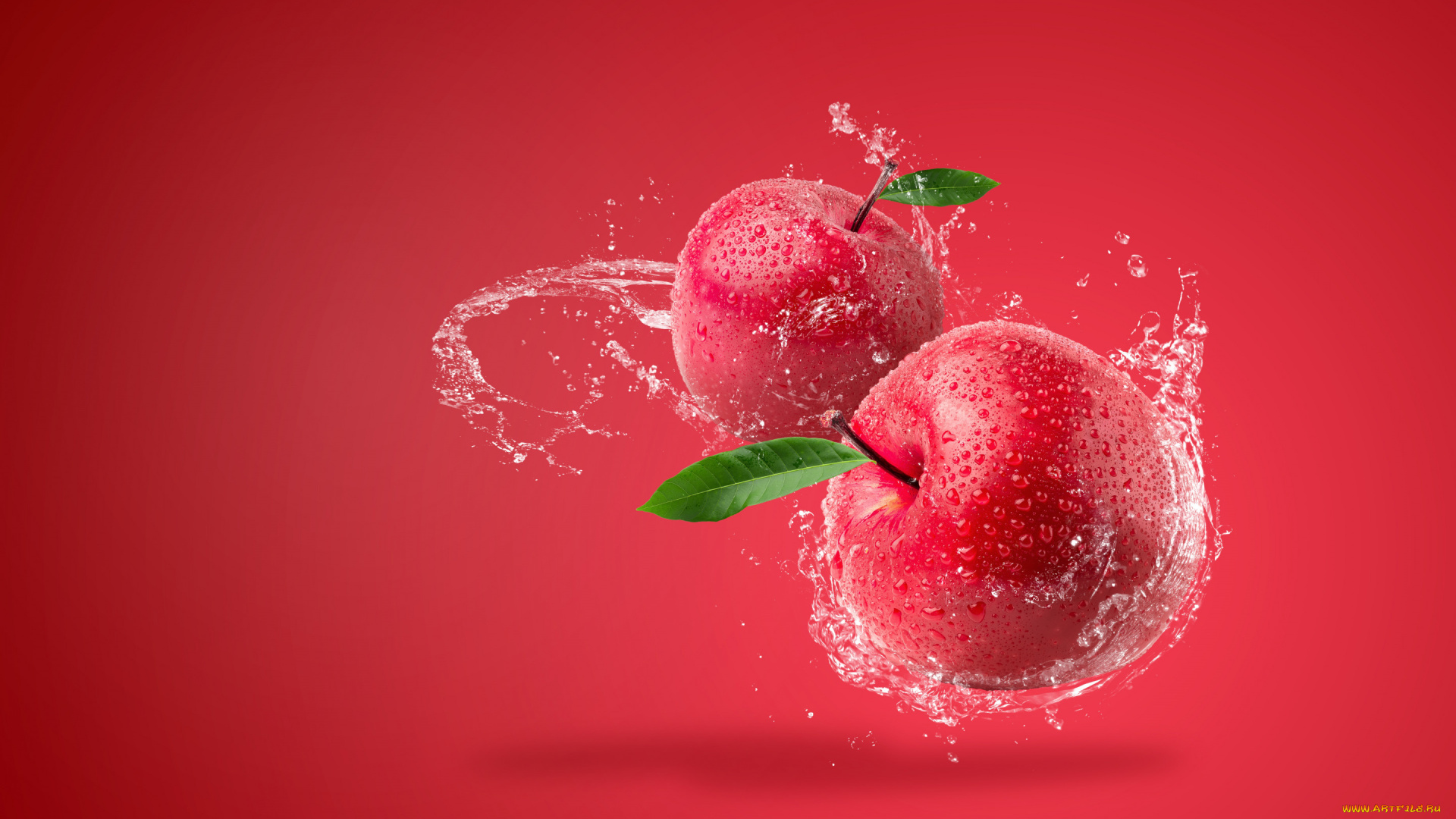 векторная, графика, еда, , food, вода, брызги, фон, яблоки, всплеск, красные