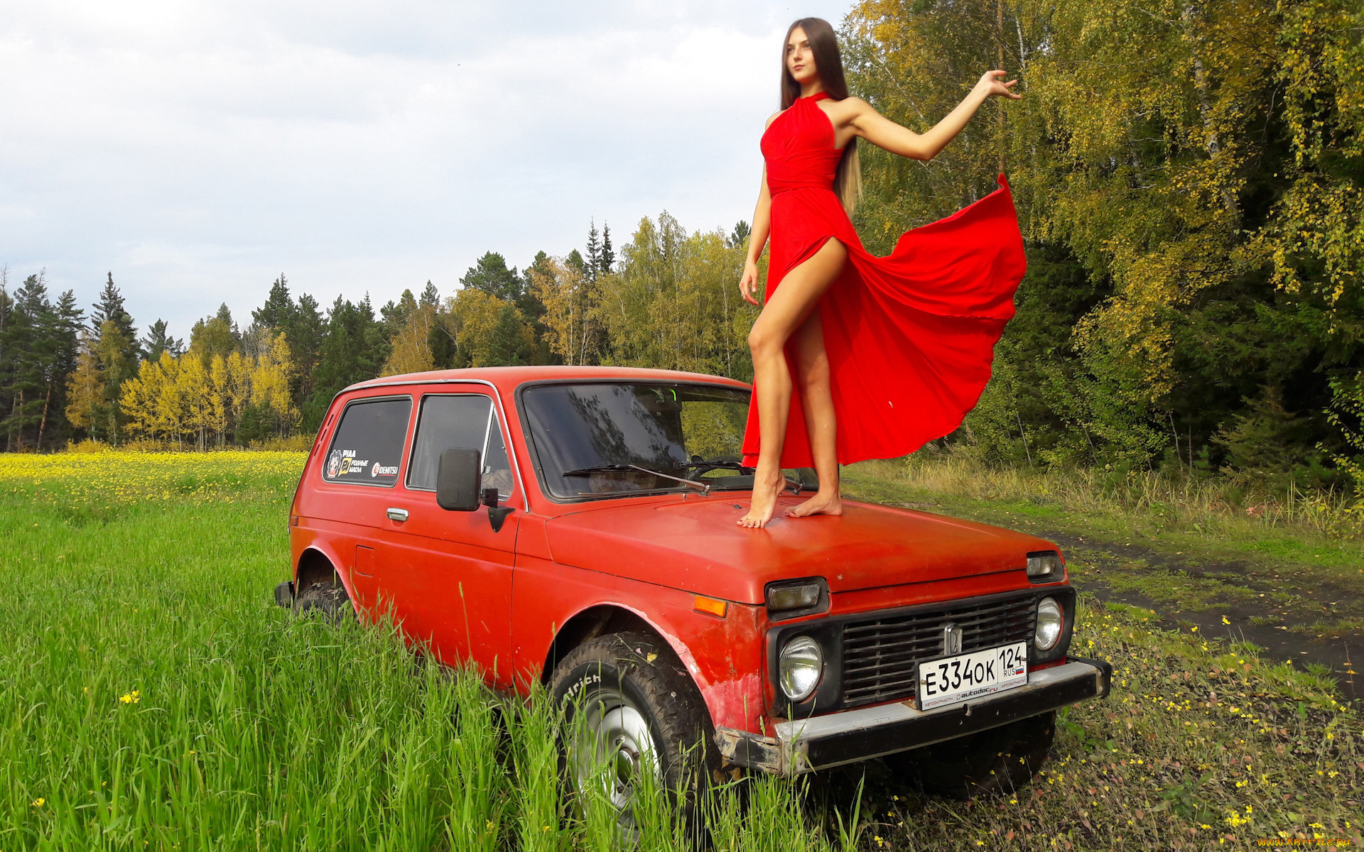 автомобили, -авто, с, девушками, lada, 4x4, нива, красавица, лето