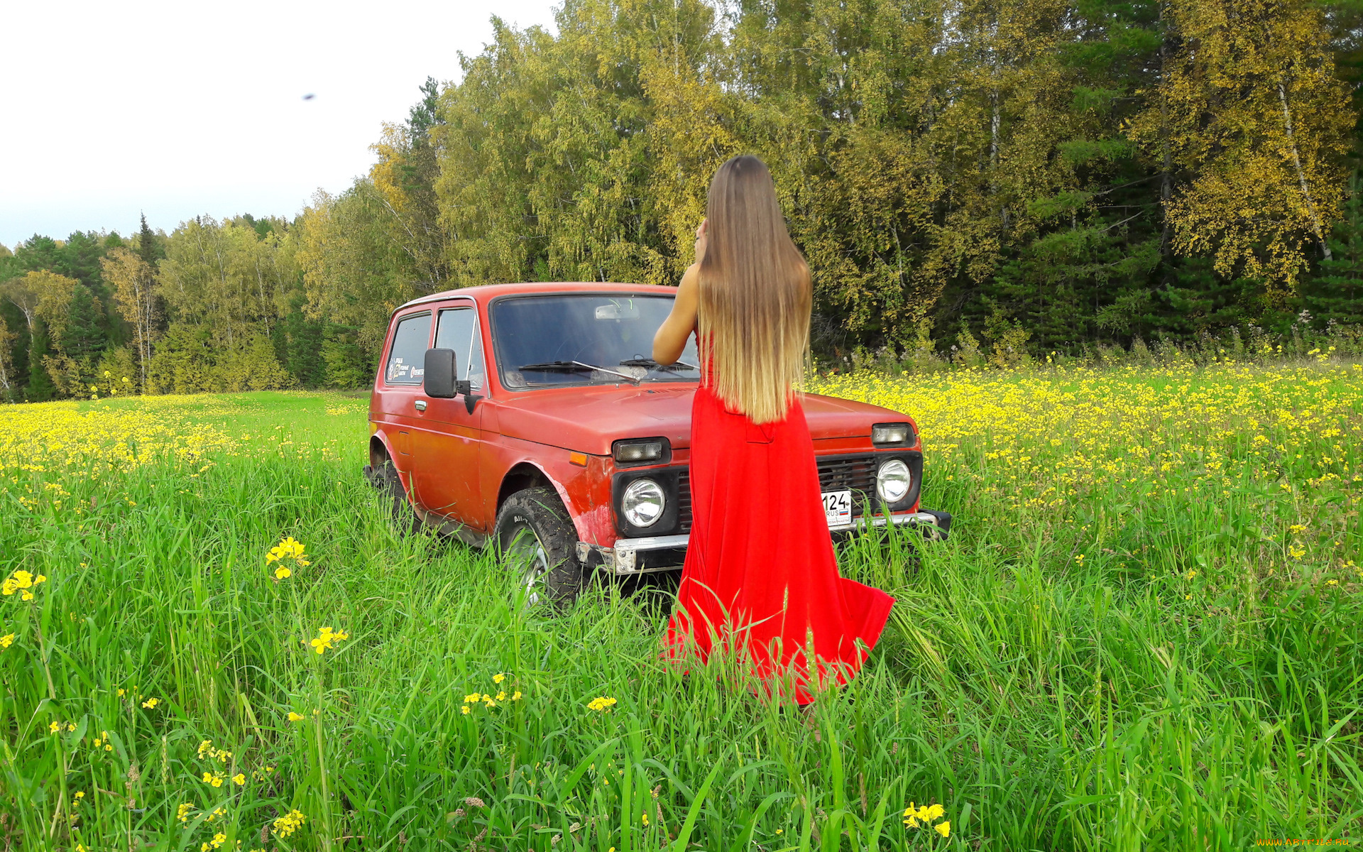 автомобили, -авто, с, девушками, lada, 4x4, нива, красавица, лето