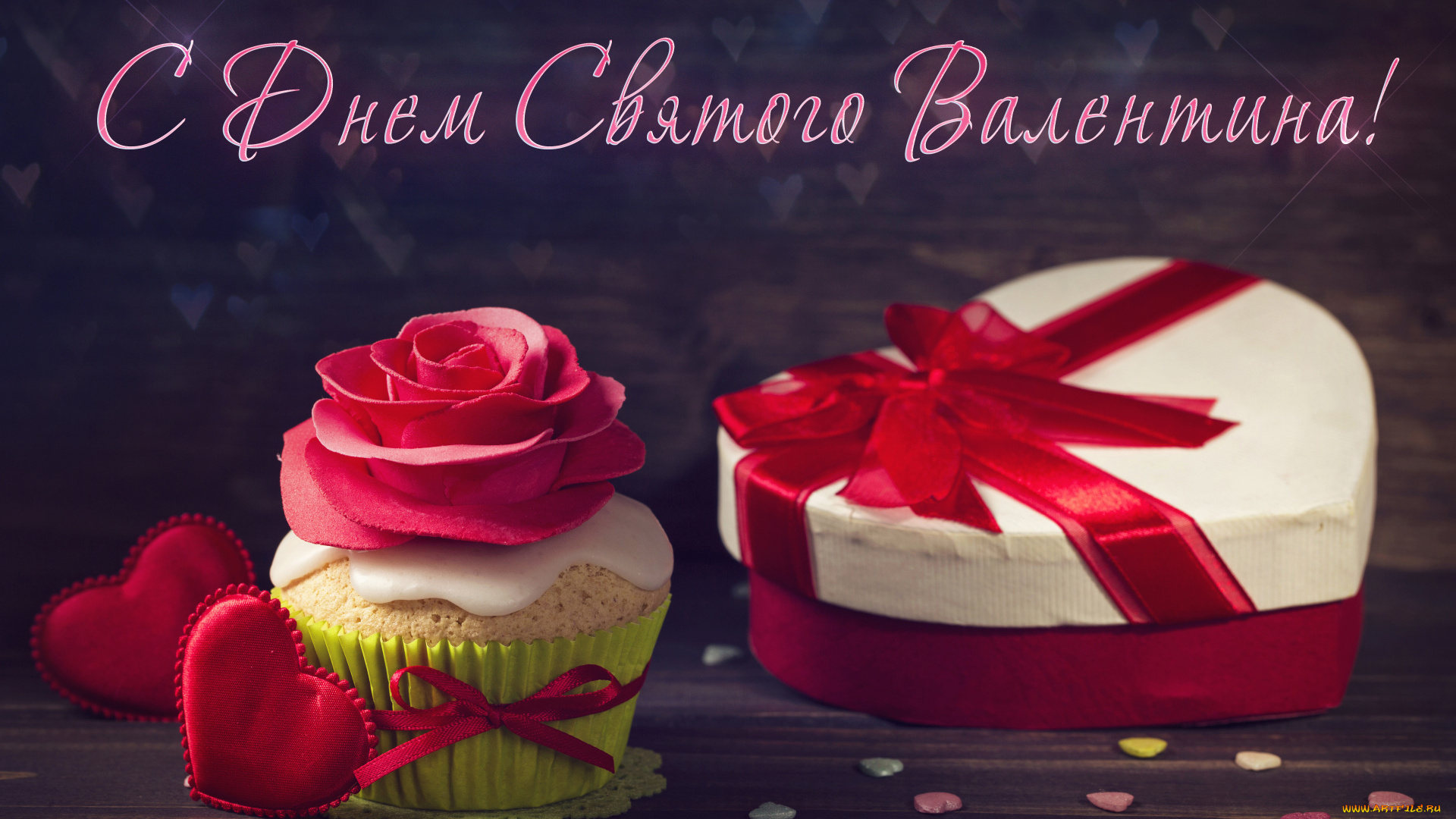 праздничные, день, святого, валентина, , сердечки, , любовь, кекс, коробка, сердечки