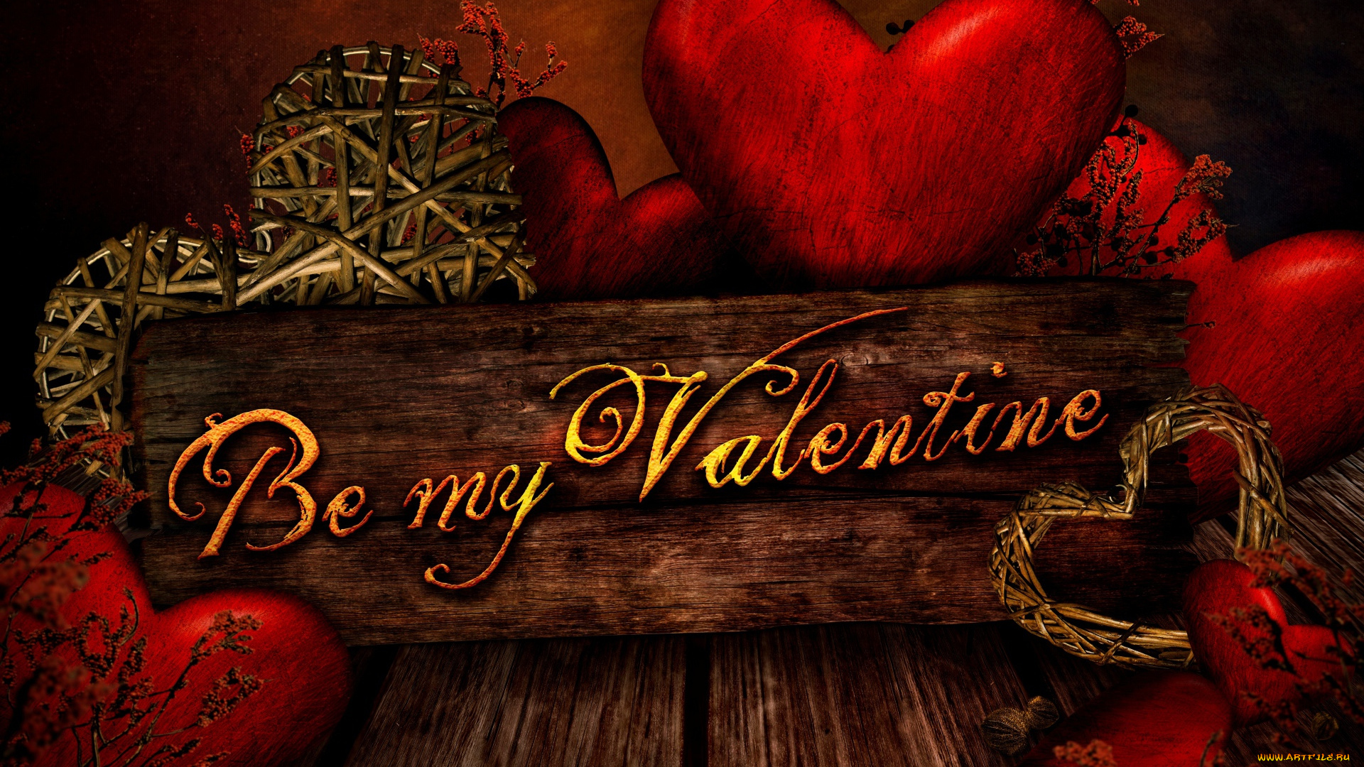 праздничные, день, святого, валентина, , сердечки, , любовь, сердечки, доски