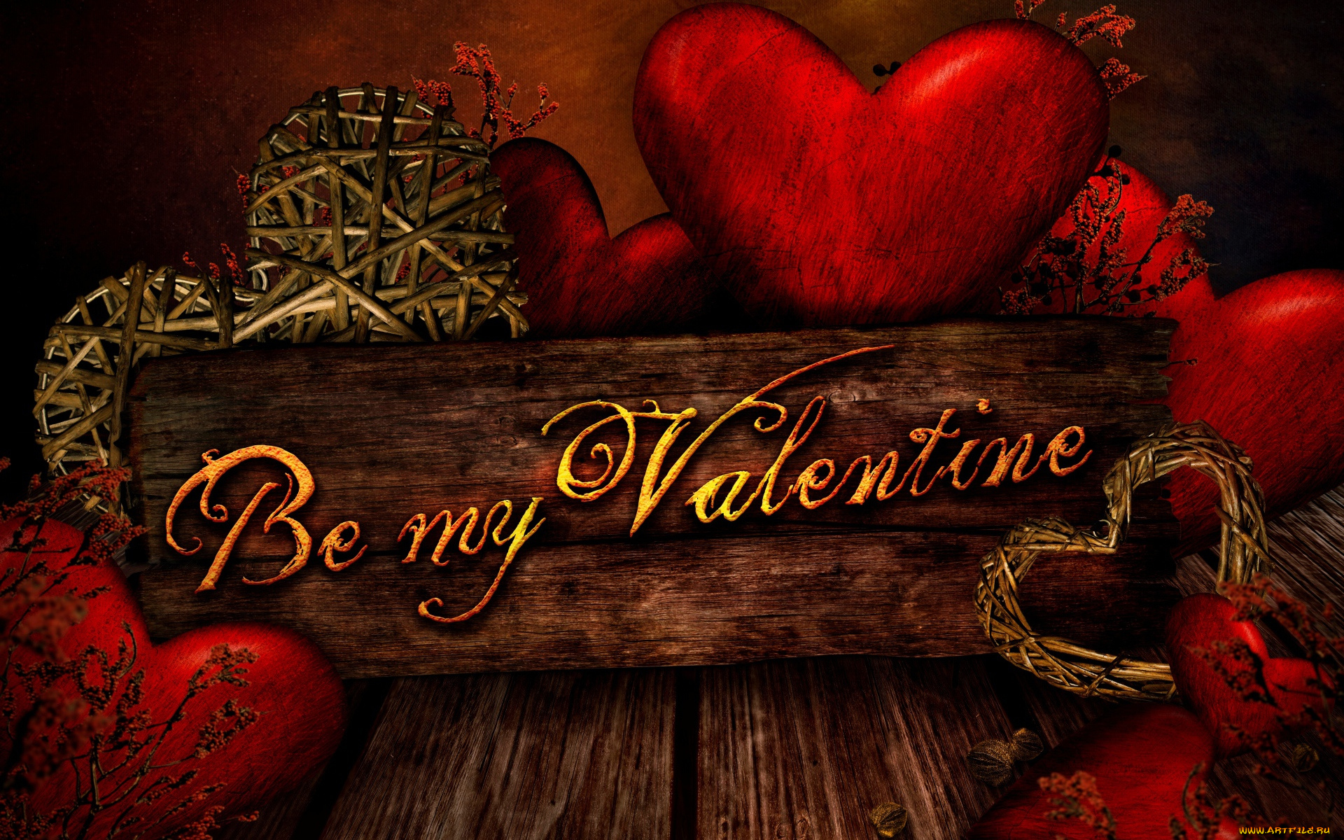 праздничные, день, святого, валентина, , сердечки, , любовь, сердечки, доски