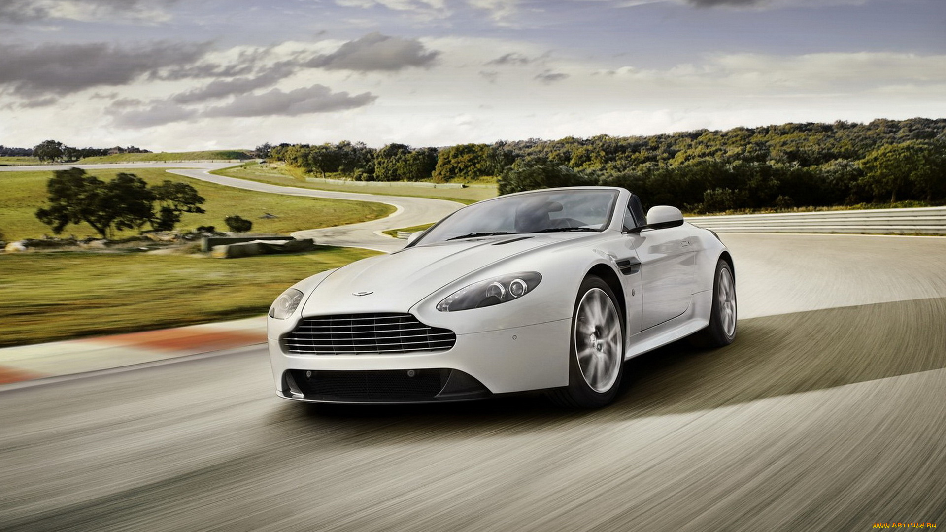 aston, martin, amv8, vantage, автомобили, aston, martin, белый, дорога, скорость