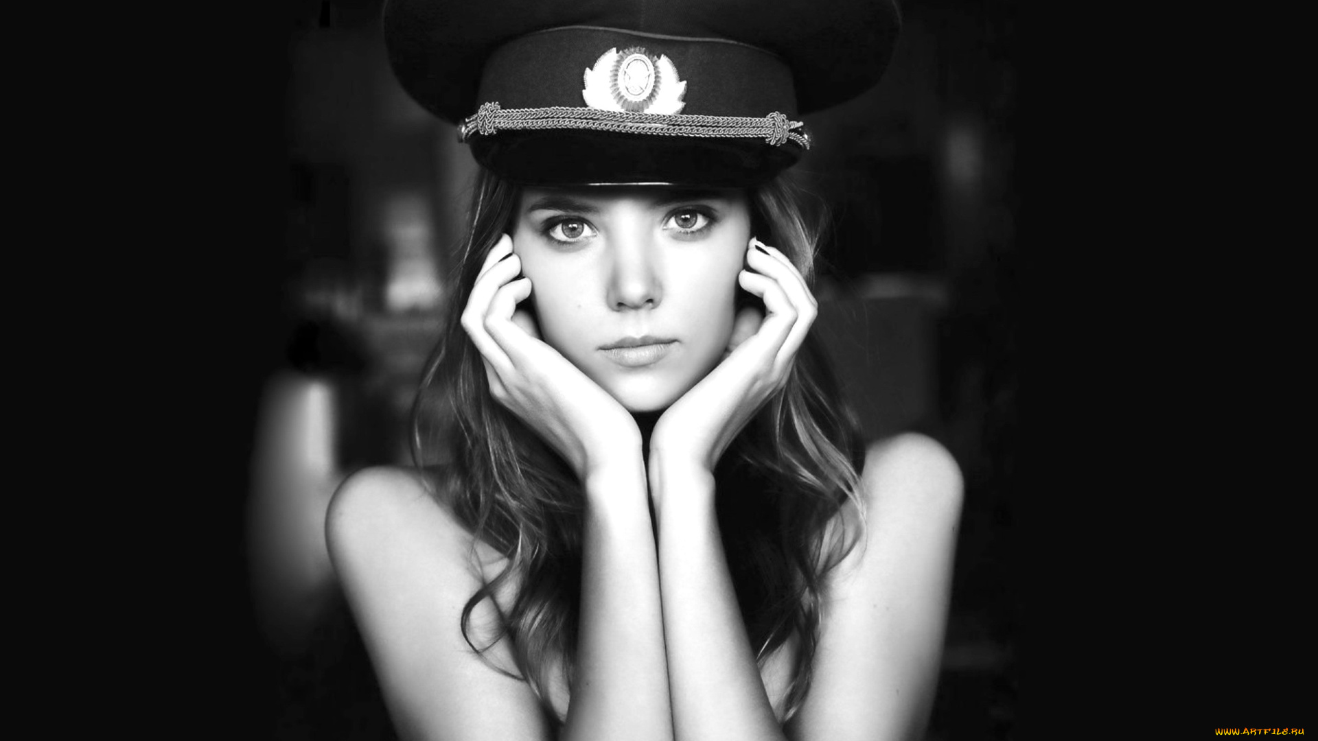 девушки, katya, clover, , катя, скаредина, черно-белая, лицо, фуражка