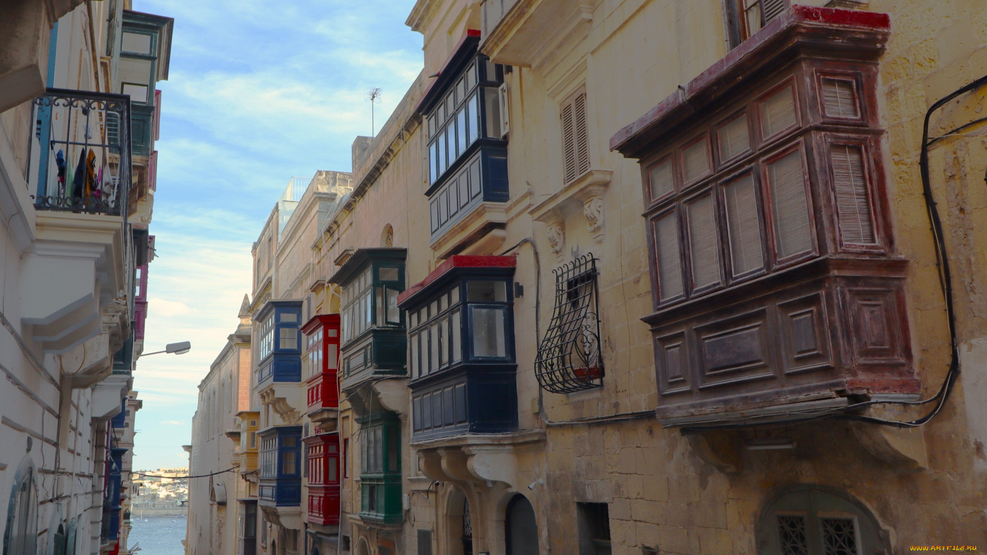 города, валетта, , мальта, дома, балконы