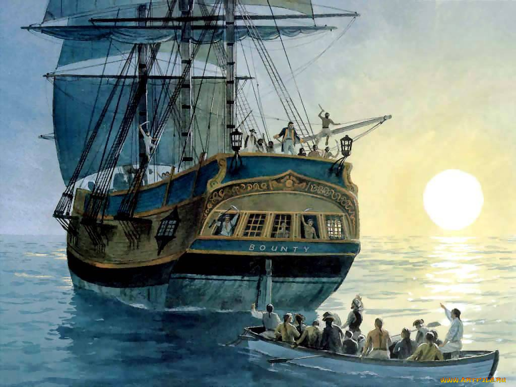 корабли, рисованные