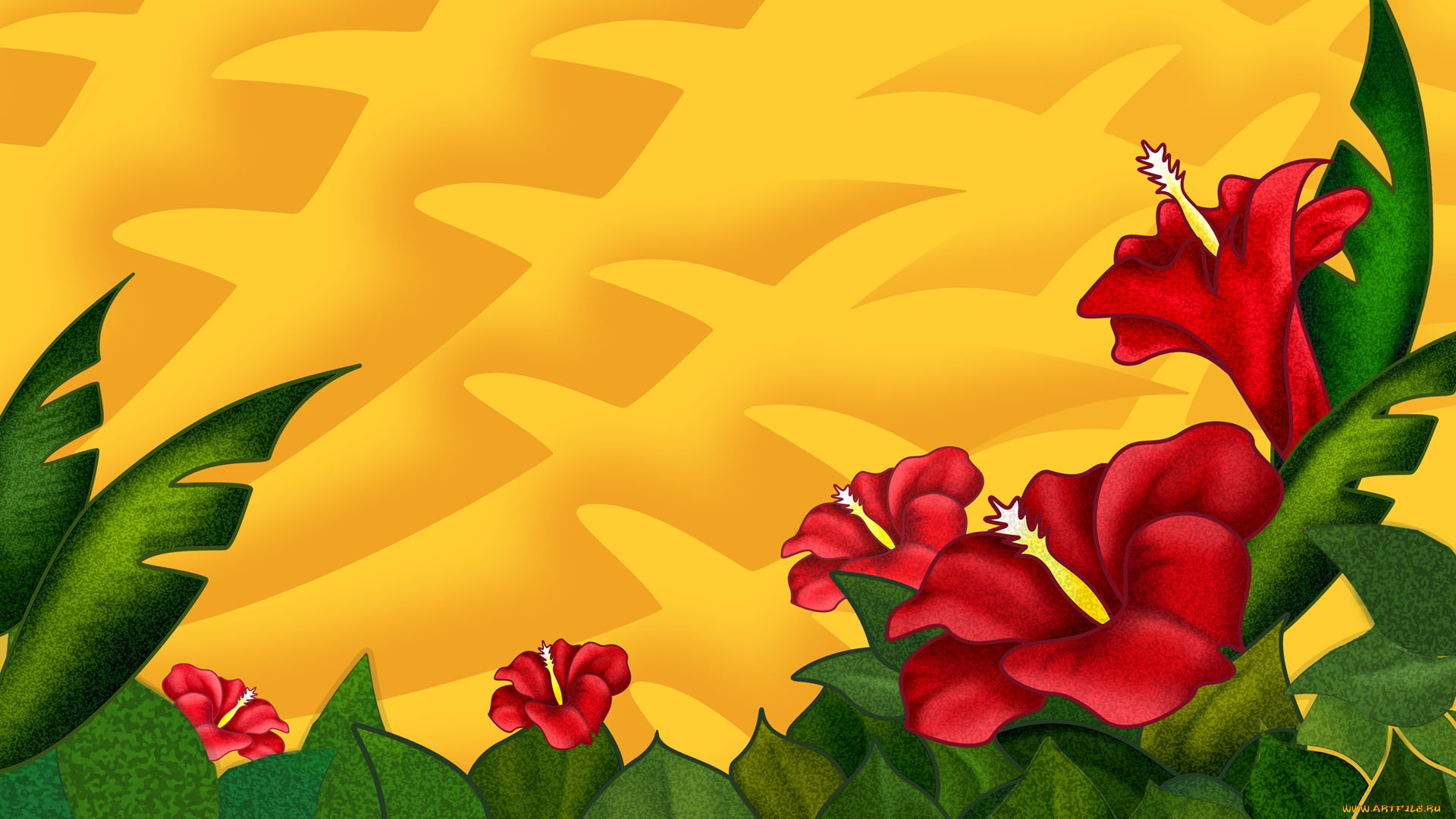 рисованные, цветы