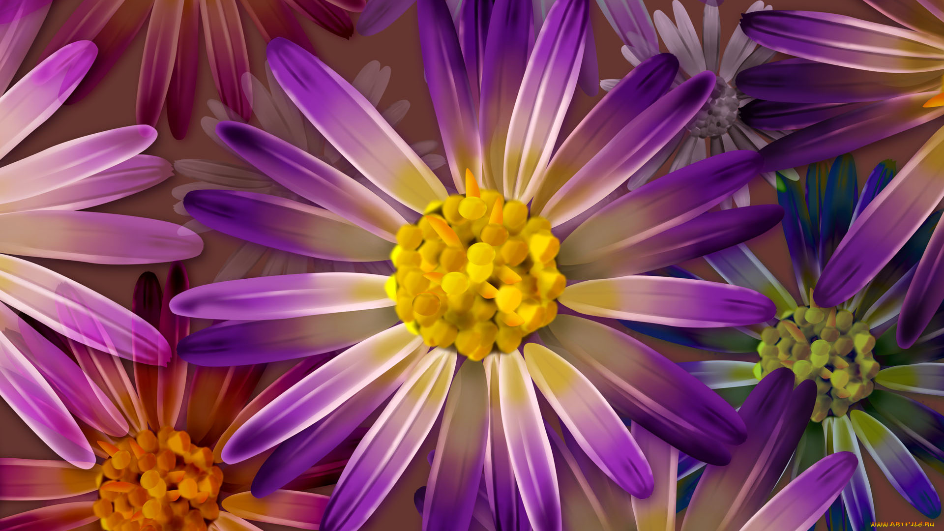 рисованные, цветы