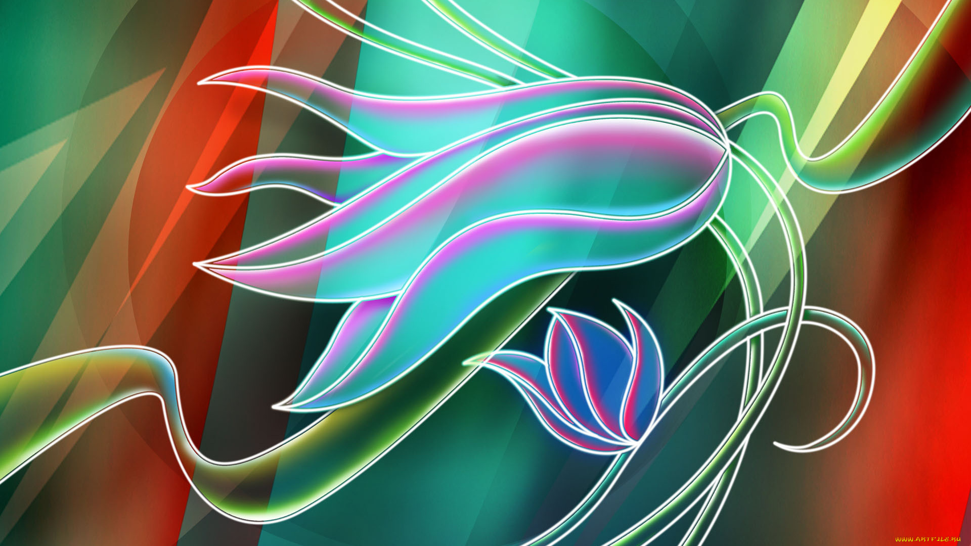 рисованные, цветы