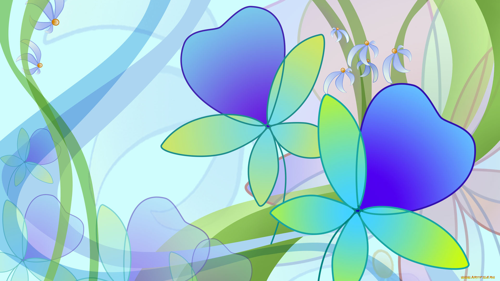 рисованные, цветы