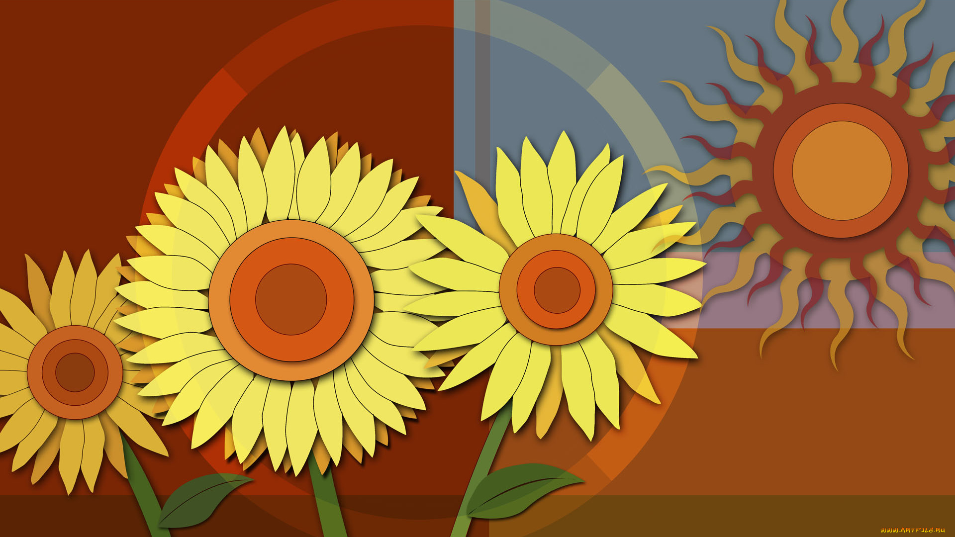 рисованные, цветы