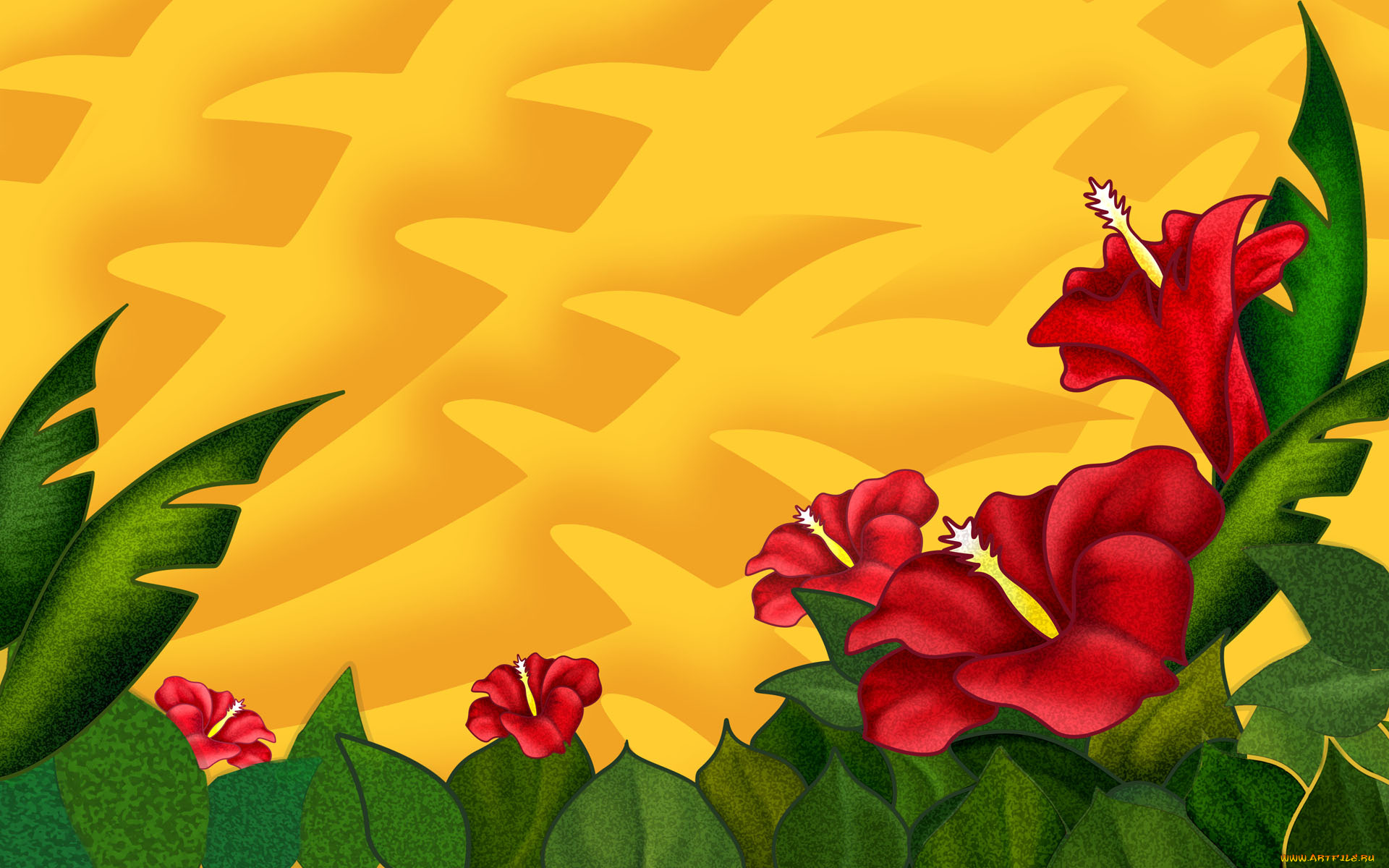 рисованные, цветы