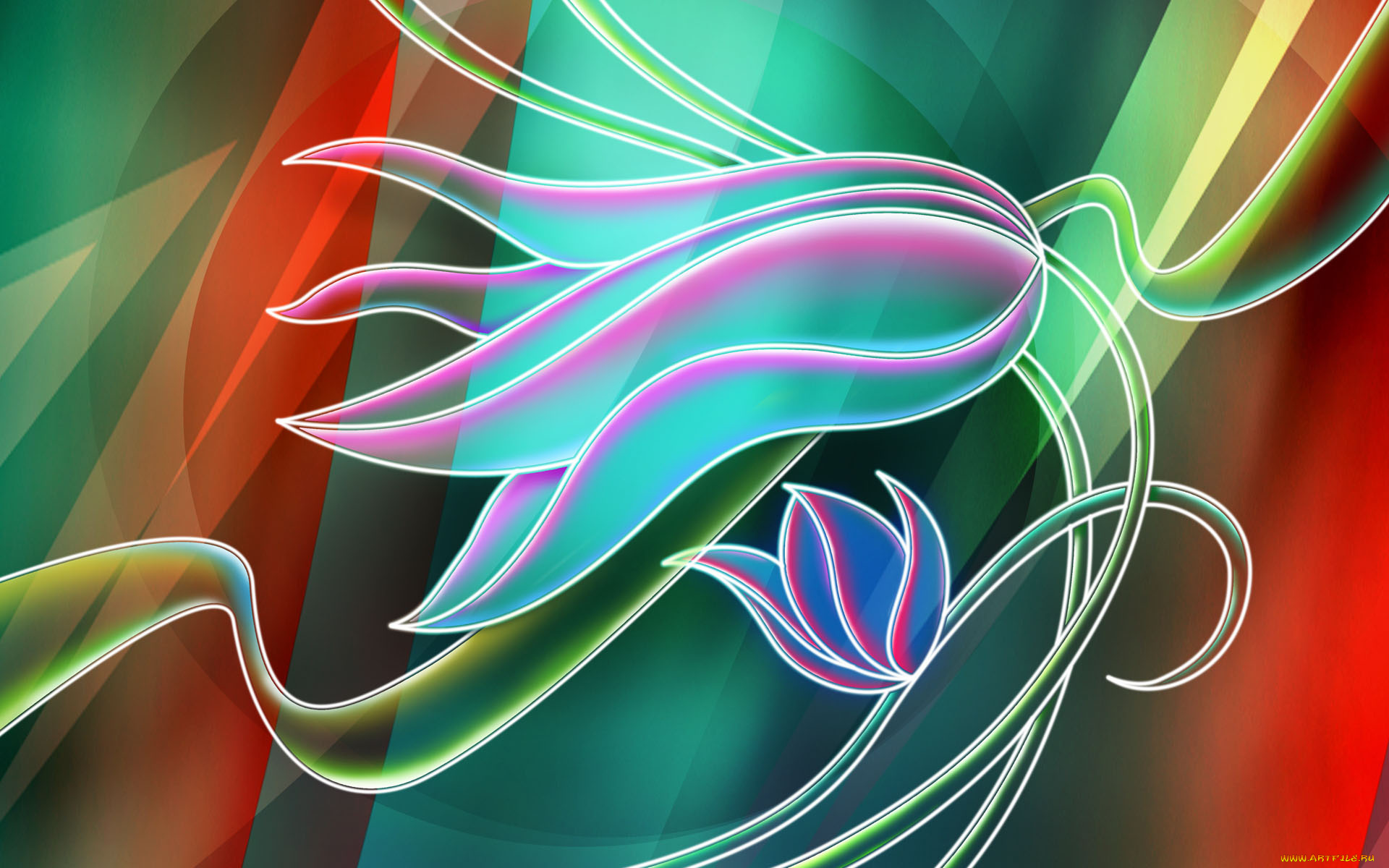 рисованные, цветы