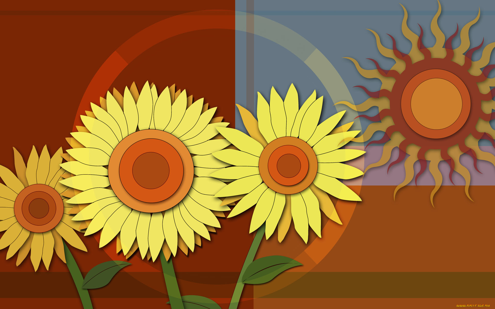 рисованные, цветы