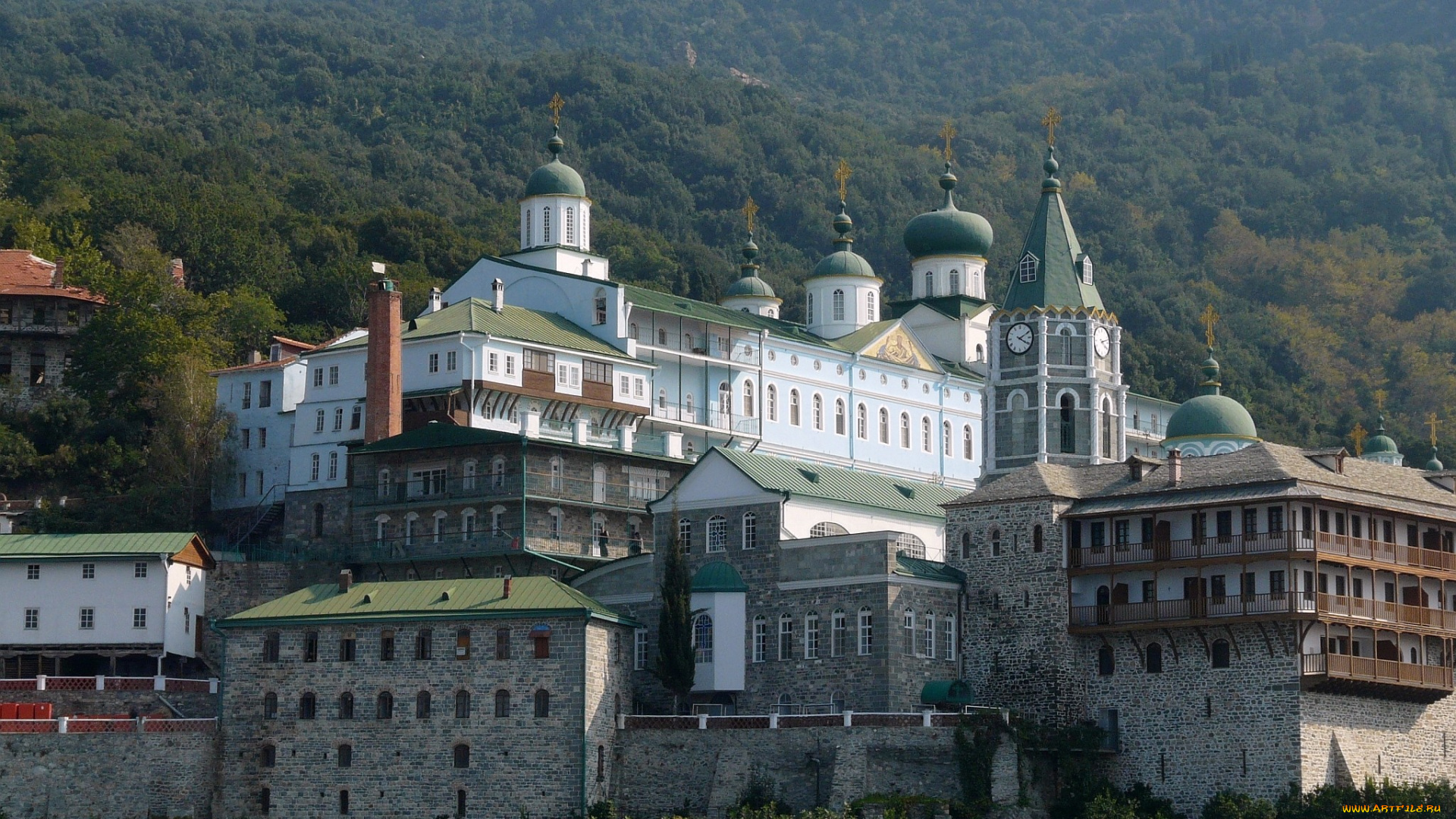 русский, свято, пантелеймонов, монастырь, на, горе, афон, города, православные, церкви, монастыри