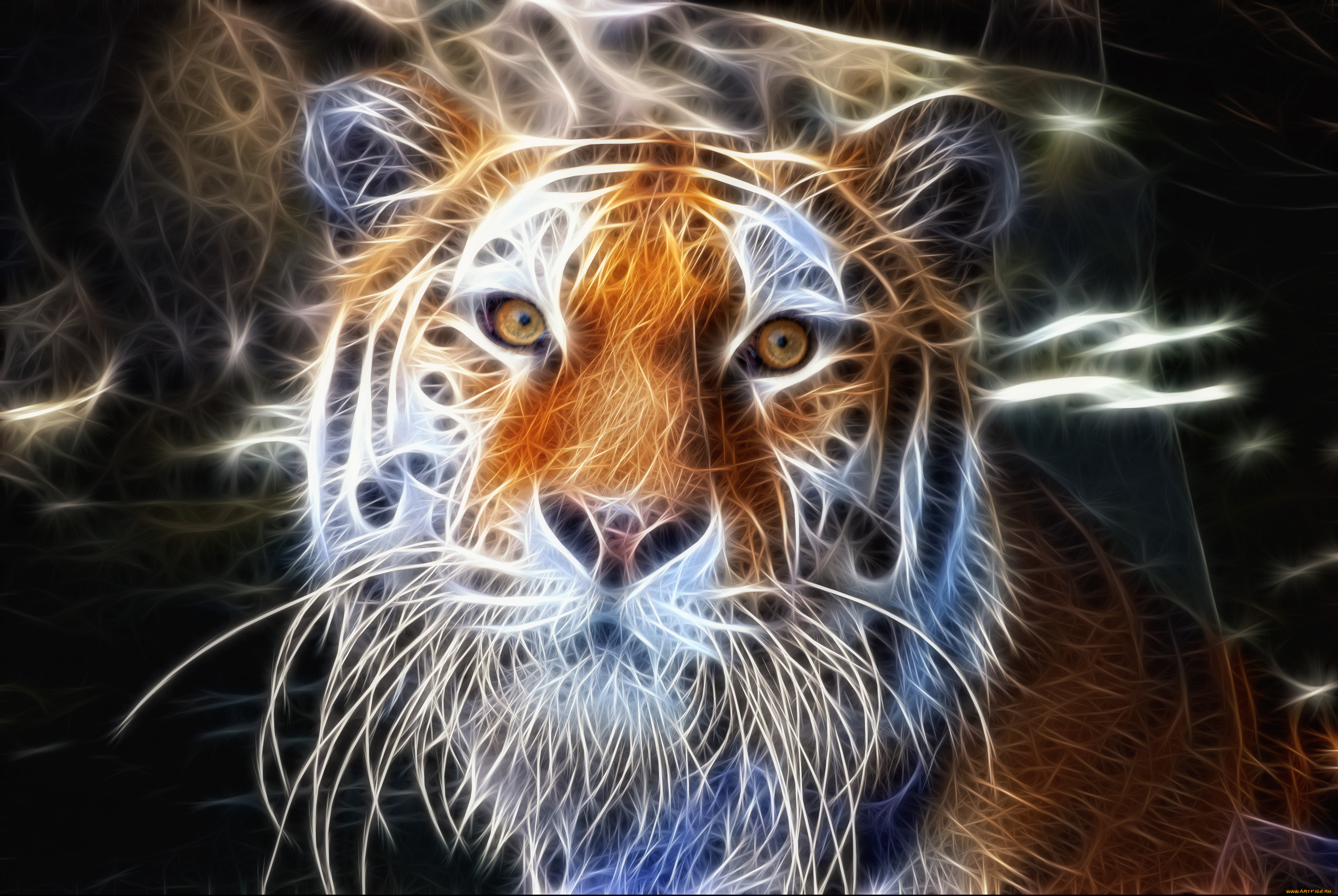 3д, графика, animals, животные, тигр