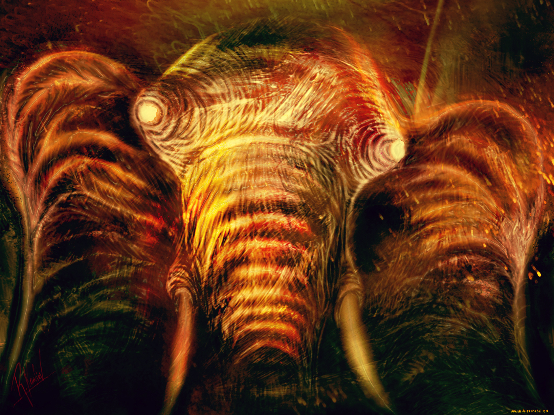 фэнтези, существа, бивни, глаза