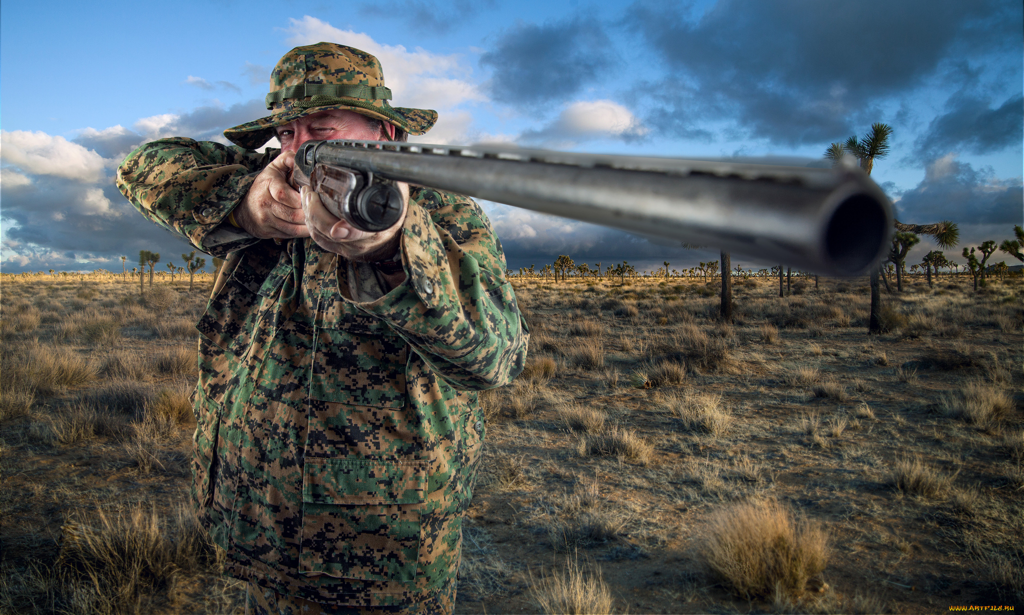 мужчины, unsort, охотник, камуфляж, ружьё, сафари