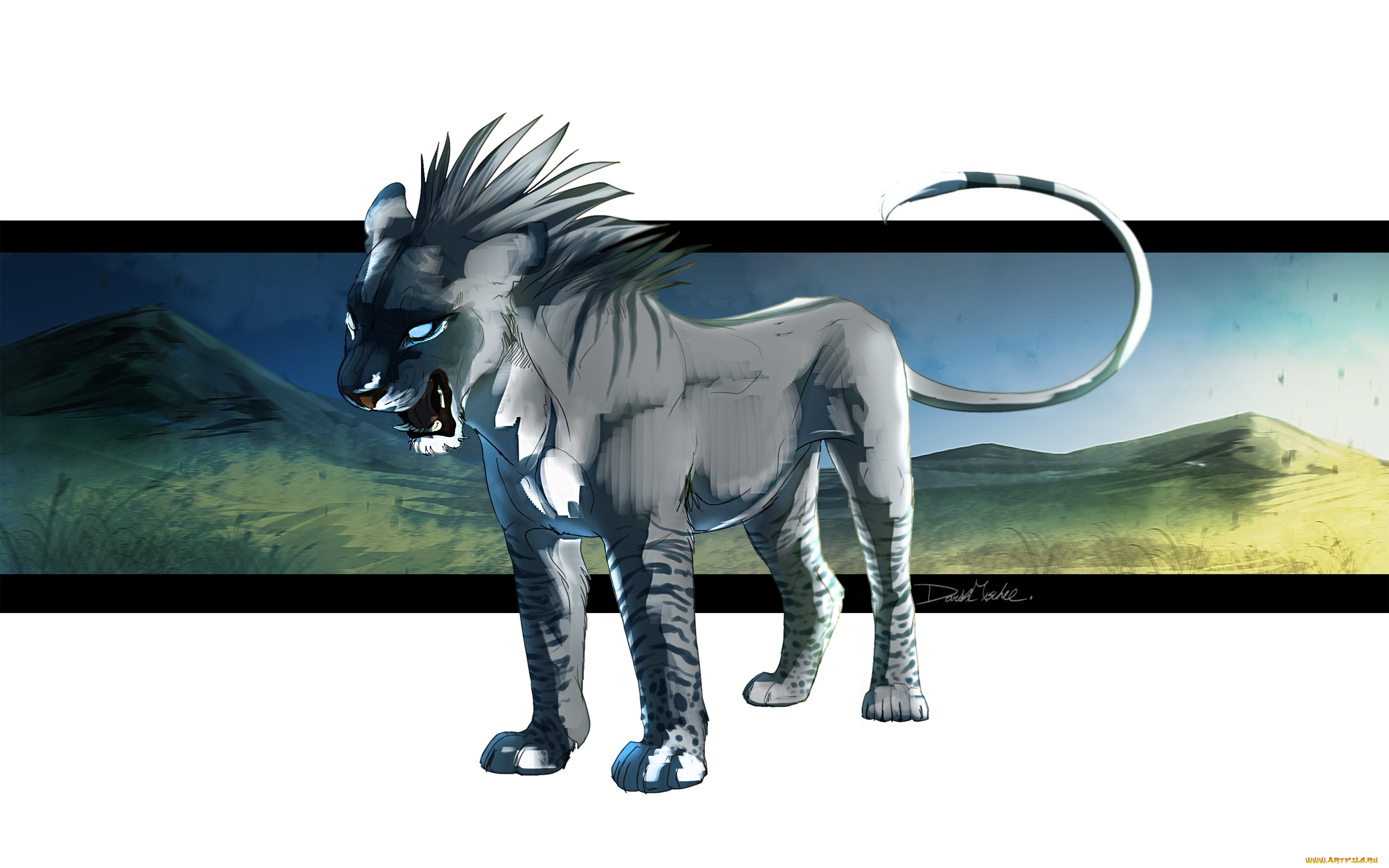 рисованные, животные, львы, лев