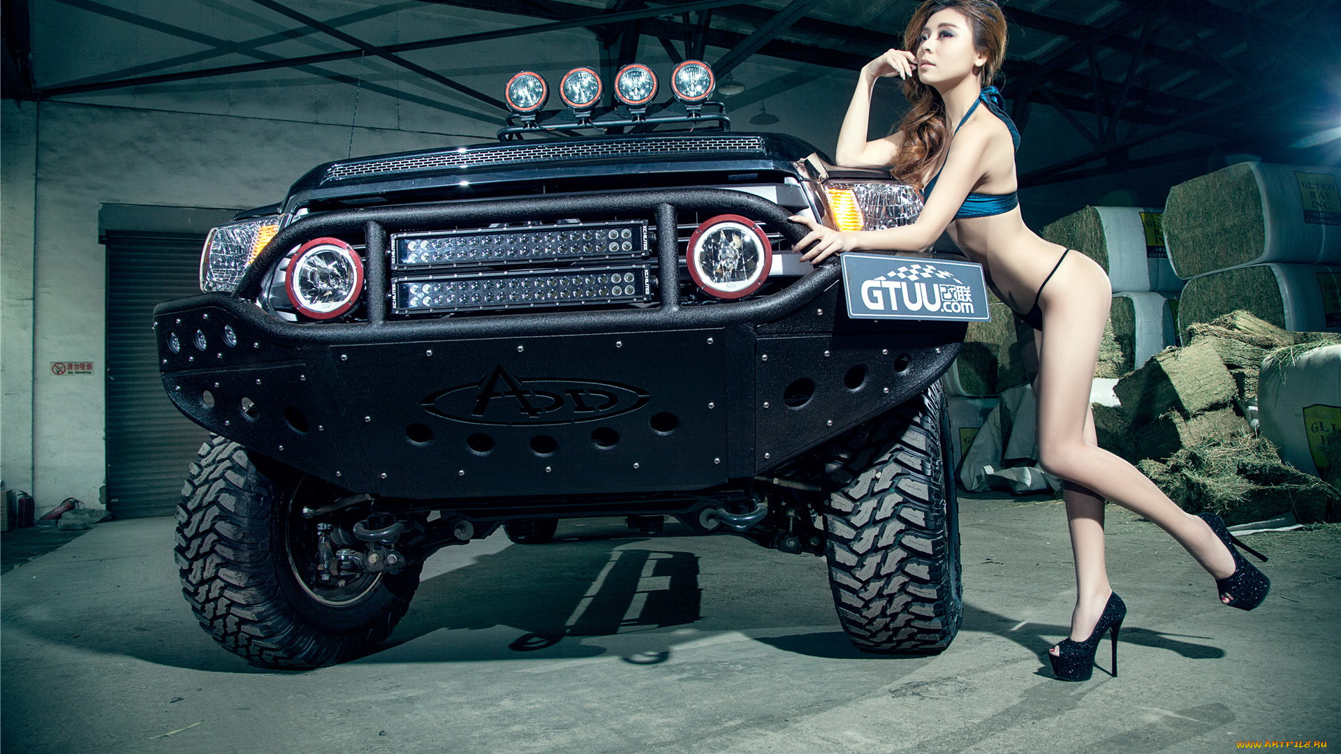 автомобили, авто, с, девушками, азиатка, купальник, автомобиль, девушка