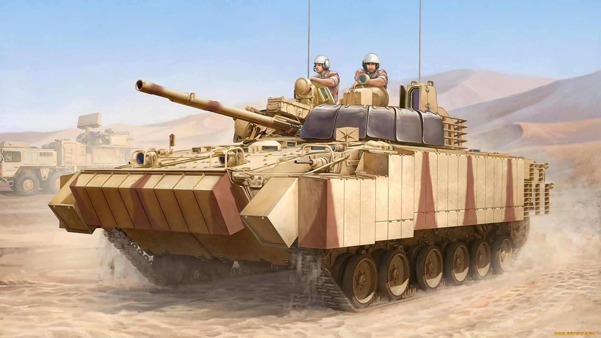 рисованные, армия, солдаты, танк