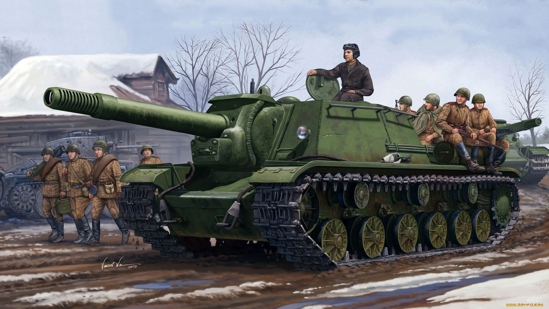 рисованные, армия, солдаты, танк