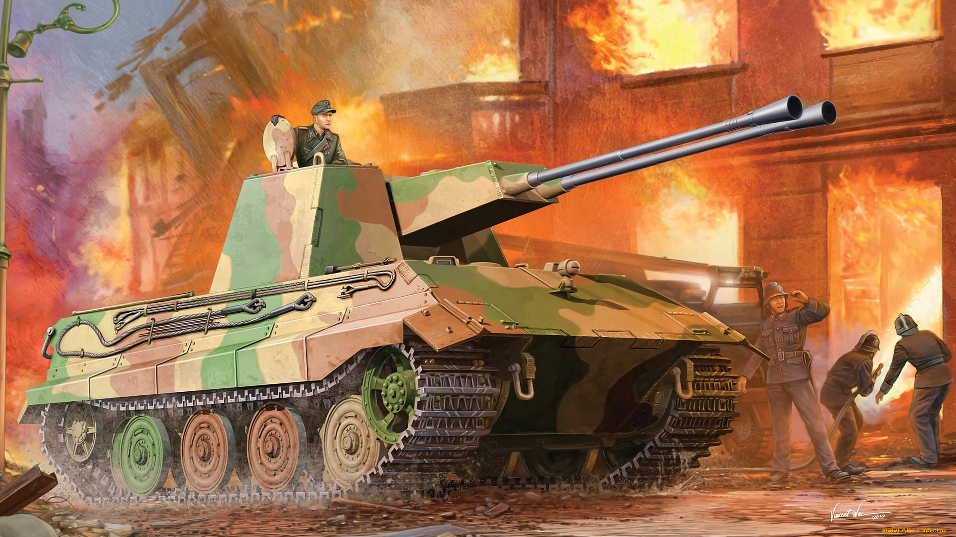 рисованные, армия, танк, солдаты, пожар