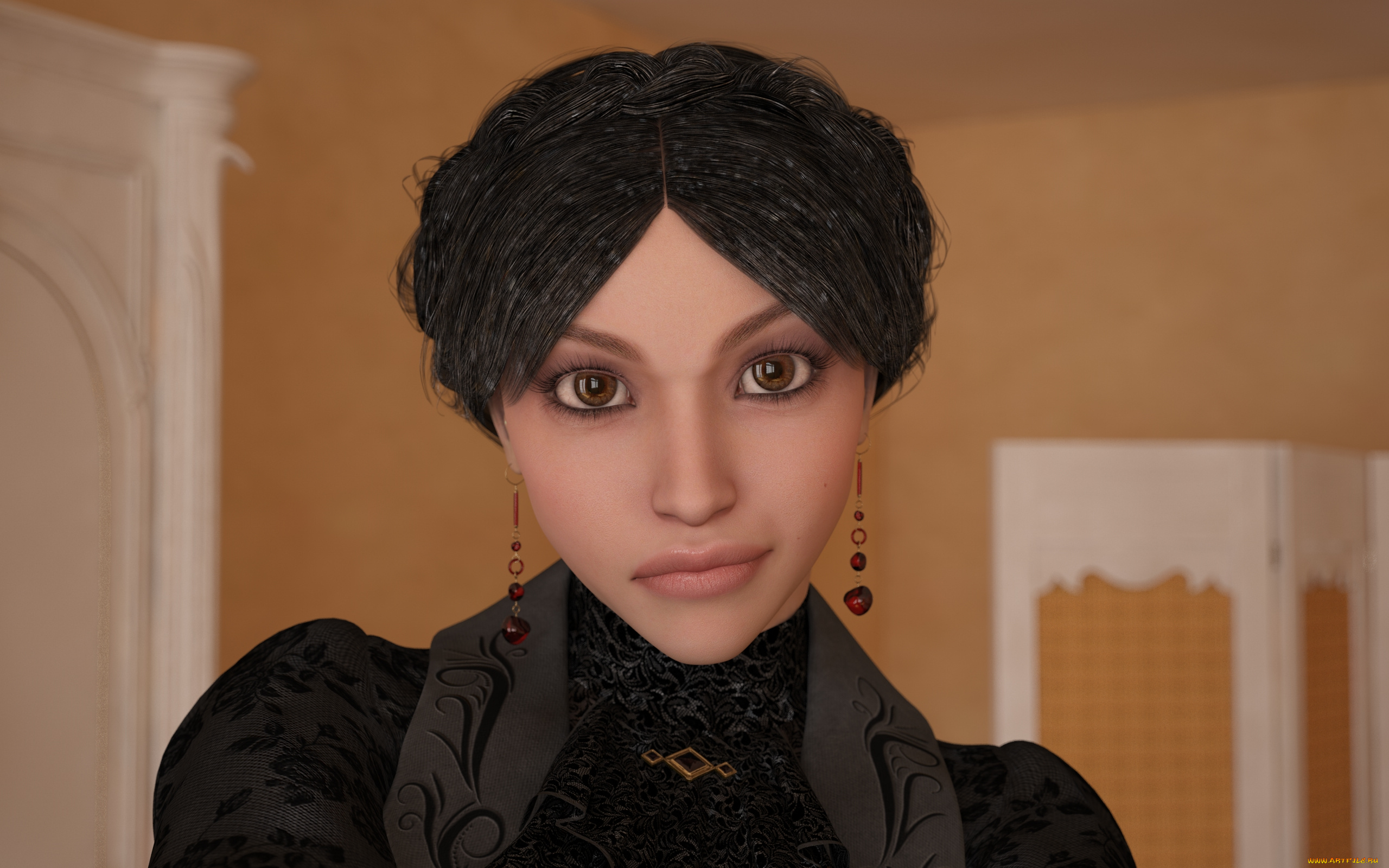 3д, графика, portraits, , портрет, взгляд, девушка