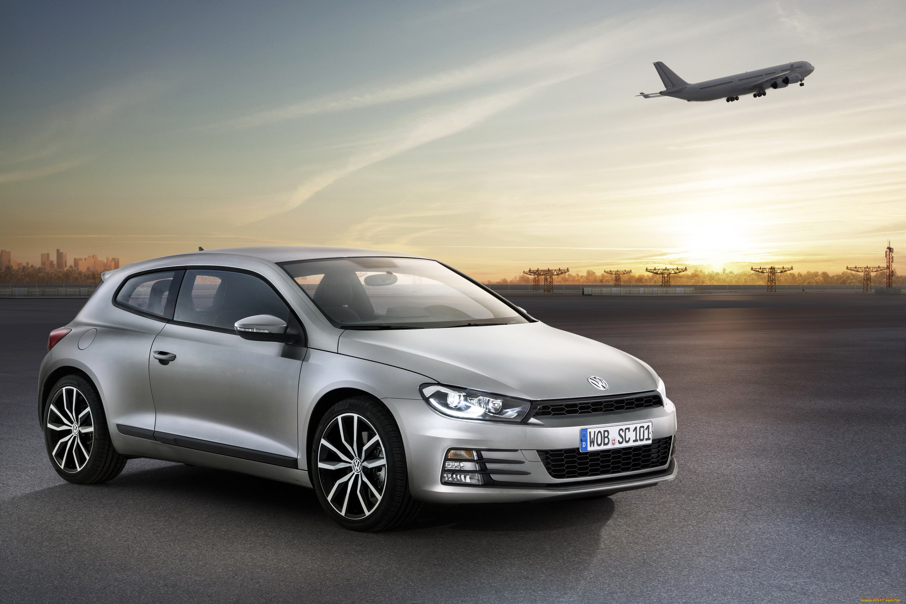 2014, volkswagen, scirocco, 2, 0, tsi, автомобили, volkswagen, закат, серебристый, scirocco