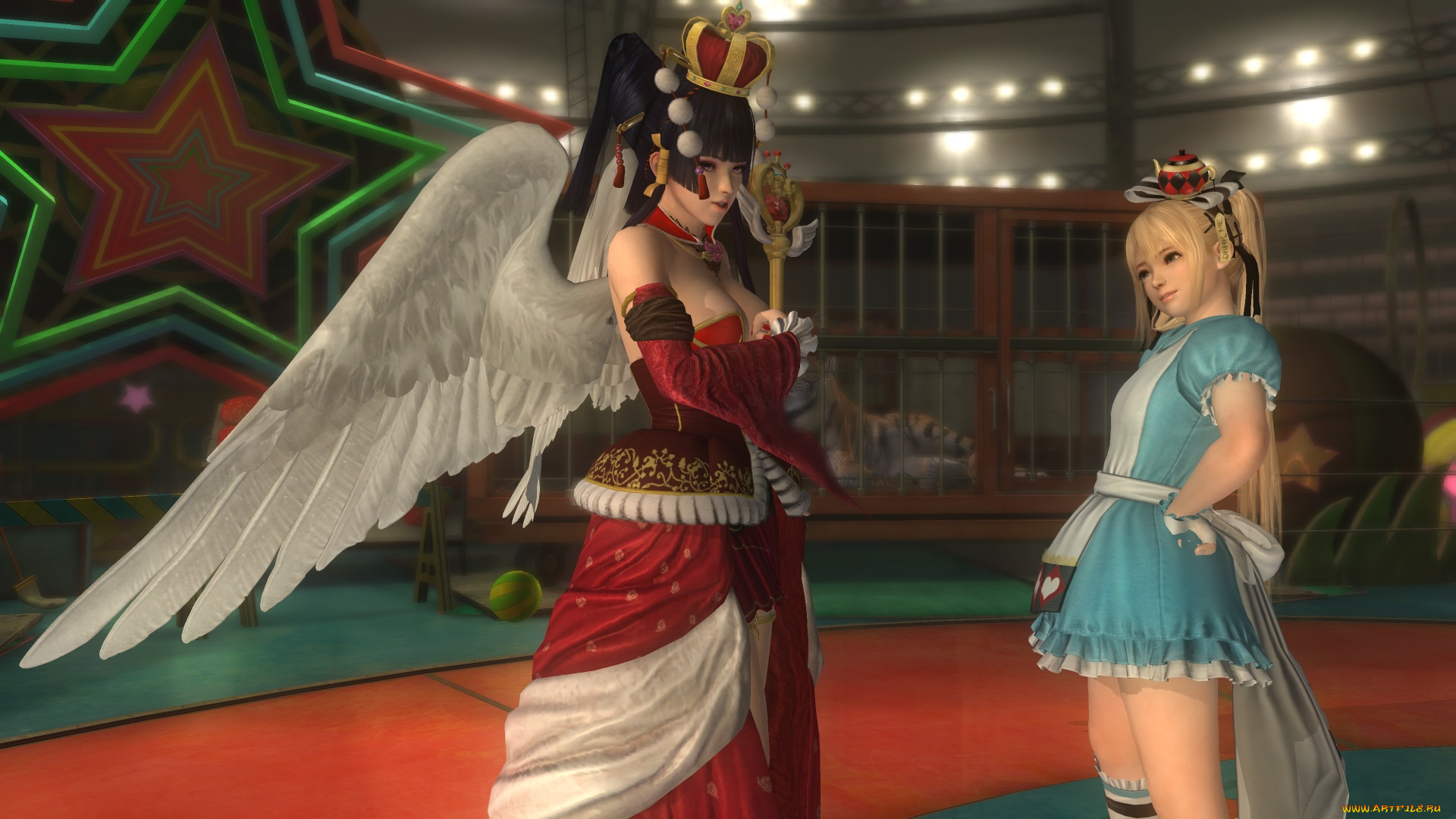 3д, графика, аниме, , anime, девушка, взгляд, фон, ангел, поза, nyotengu, and, marie