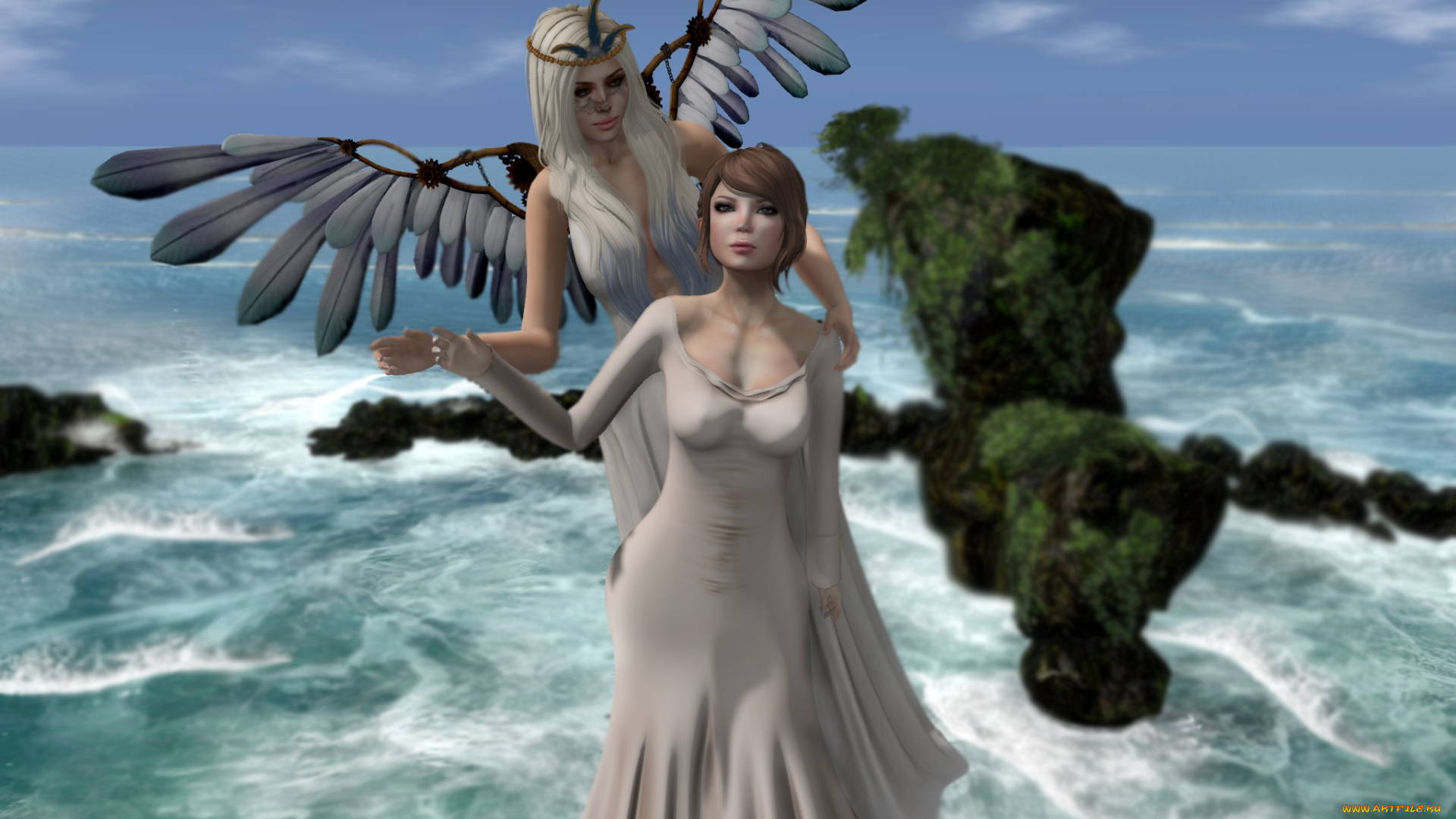 3д, графика, фантазия, , fantasy, девушка, демон, фон, взгляд