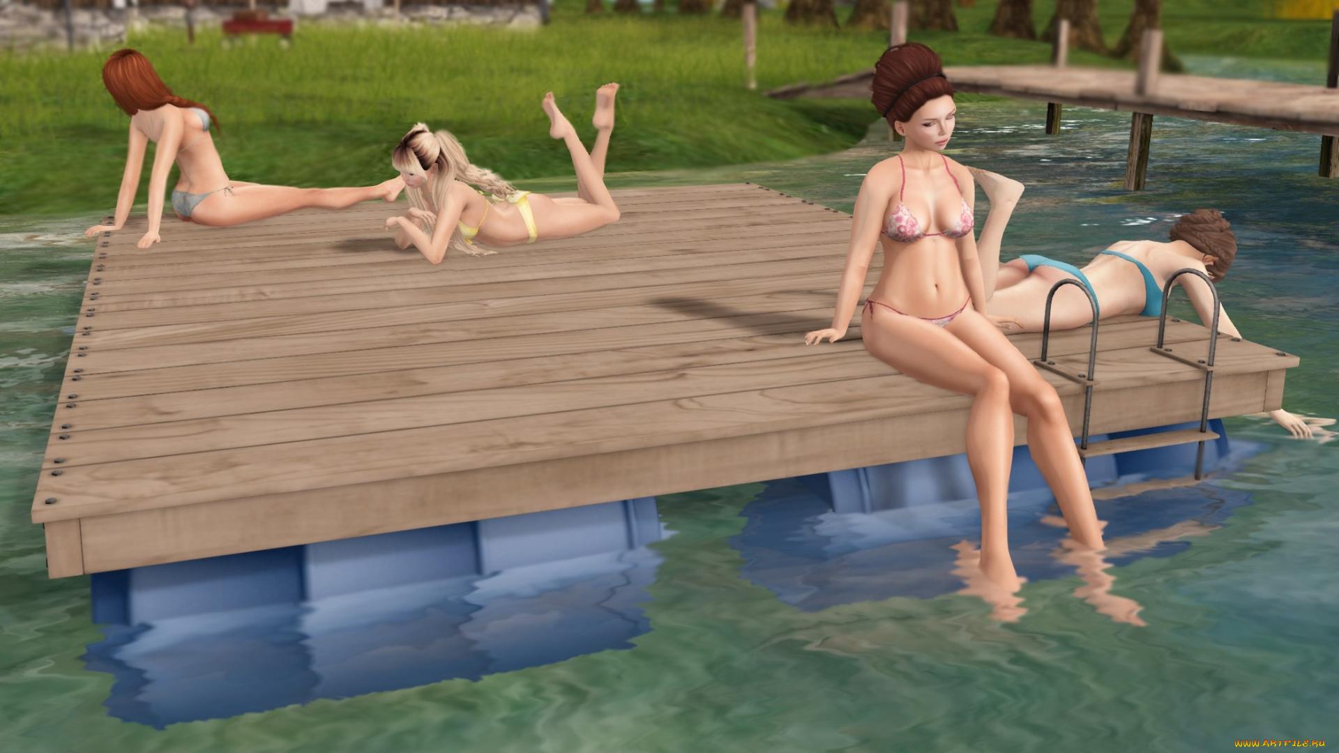 3д, графика, люди, , people, девушки, взгляд, фон